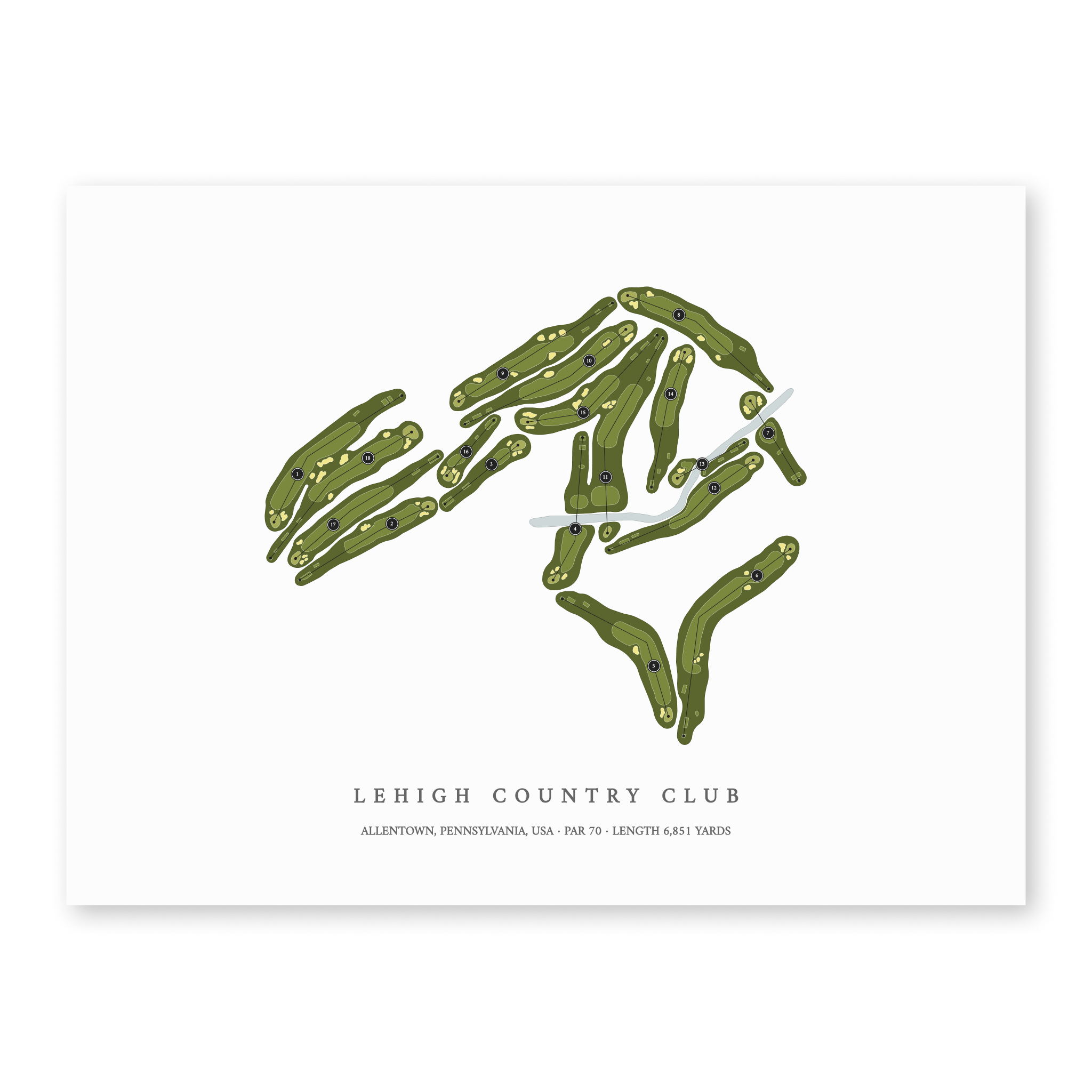 Lehigh Country Club | Heritage Style Golf Course Print | Unframed
