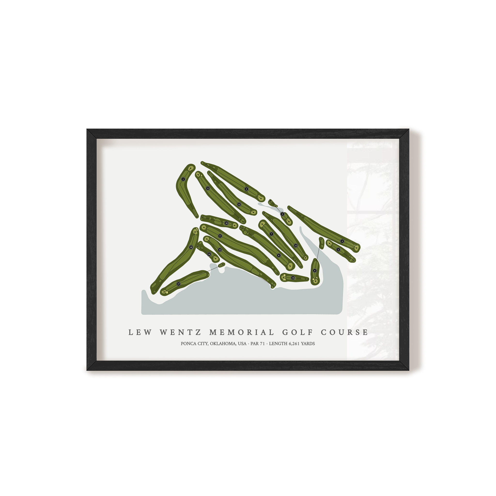 Lew Wentz Memorial Golf Course | Golf Course Map | Black Frame 