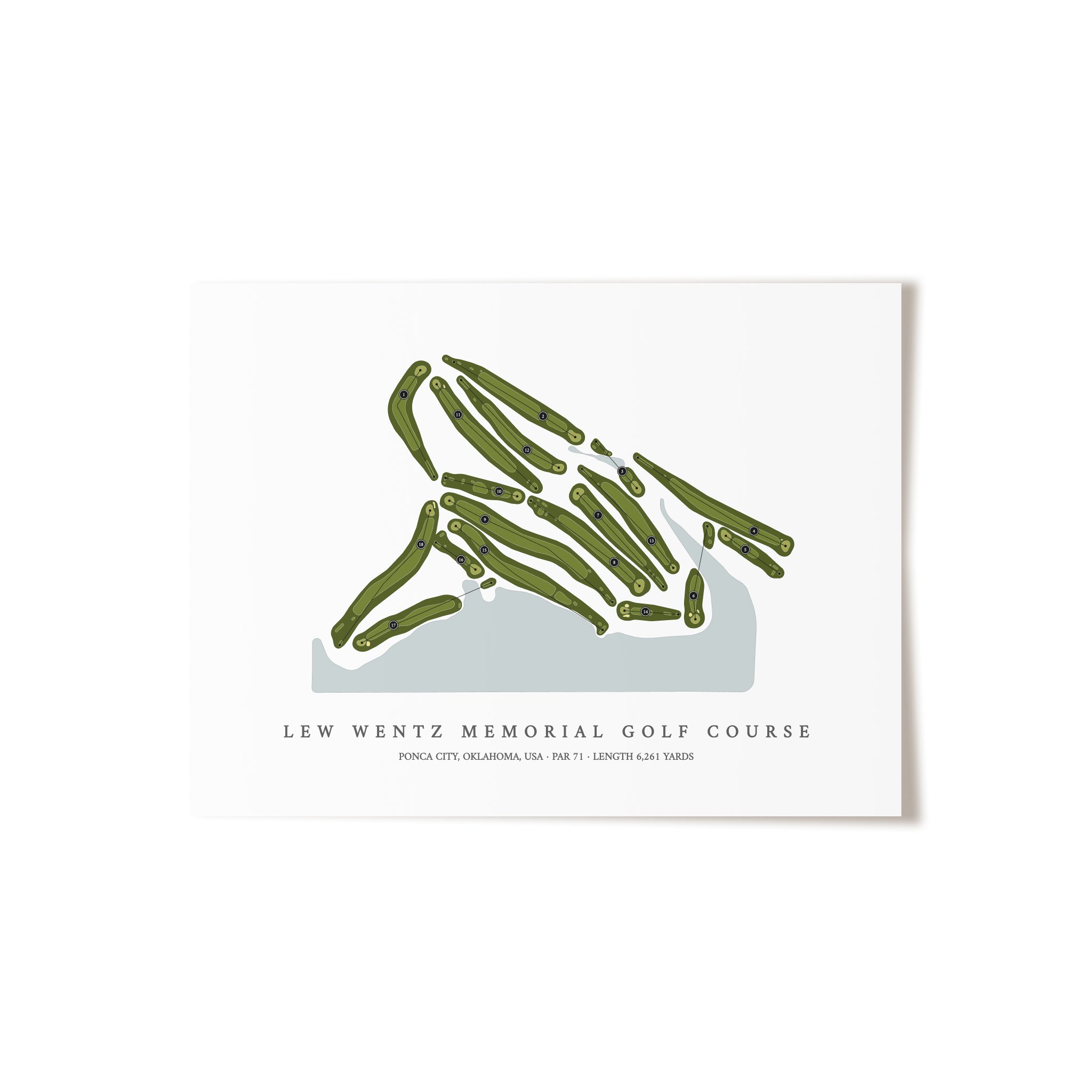 Lew Wentz Memorial Golf Course | Golf Course Map | Unframed 
