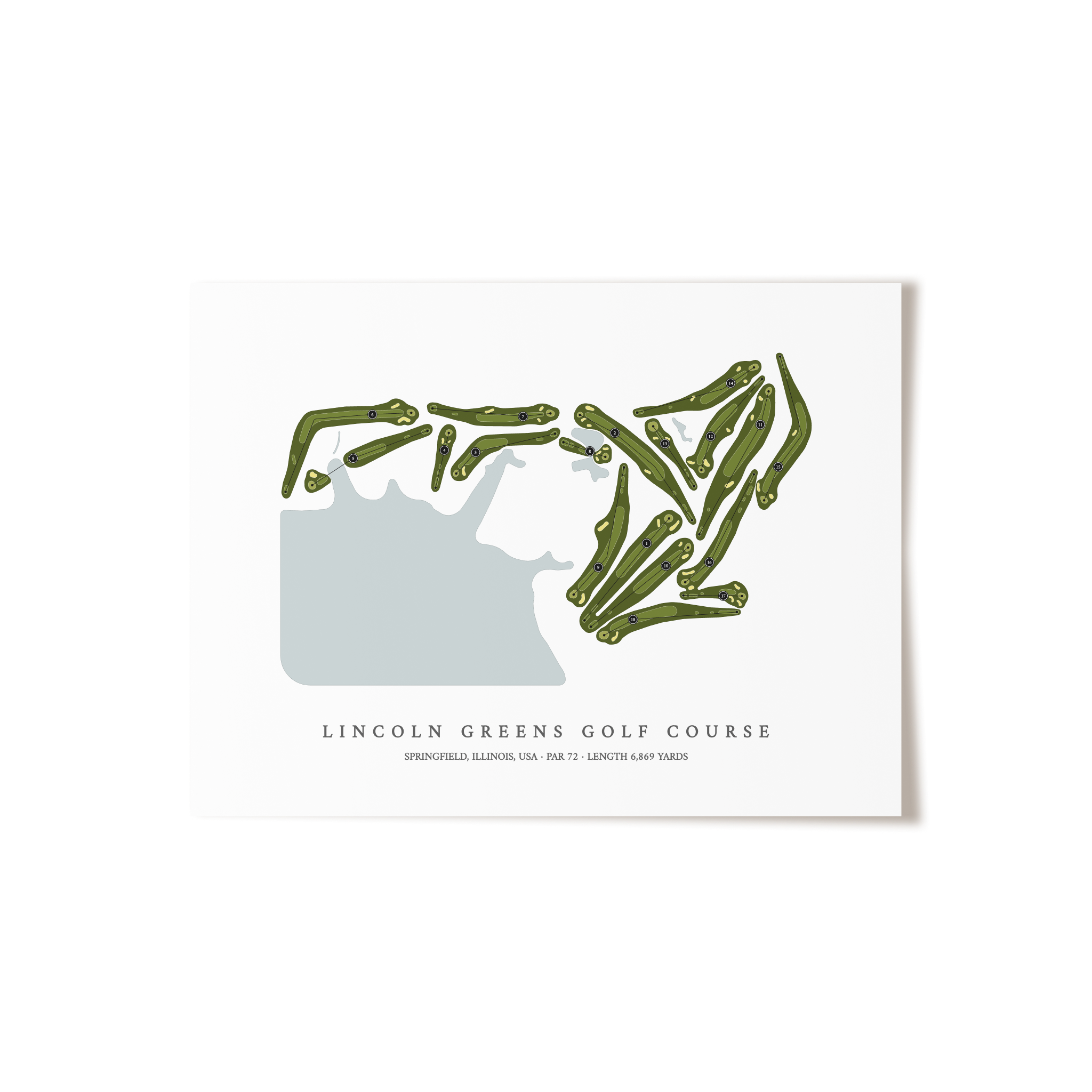 Lincoln Greens Golf Course | Golf Course Map | Unframed 