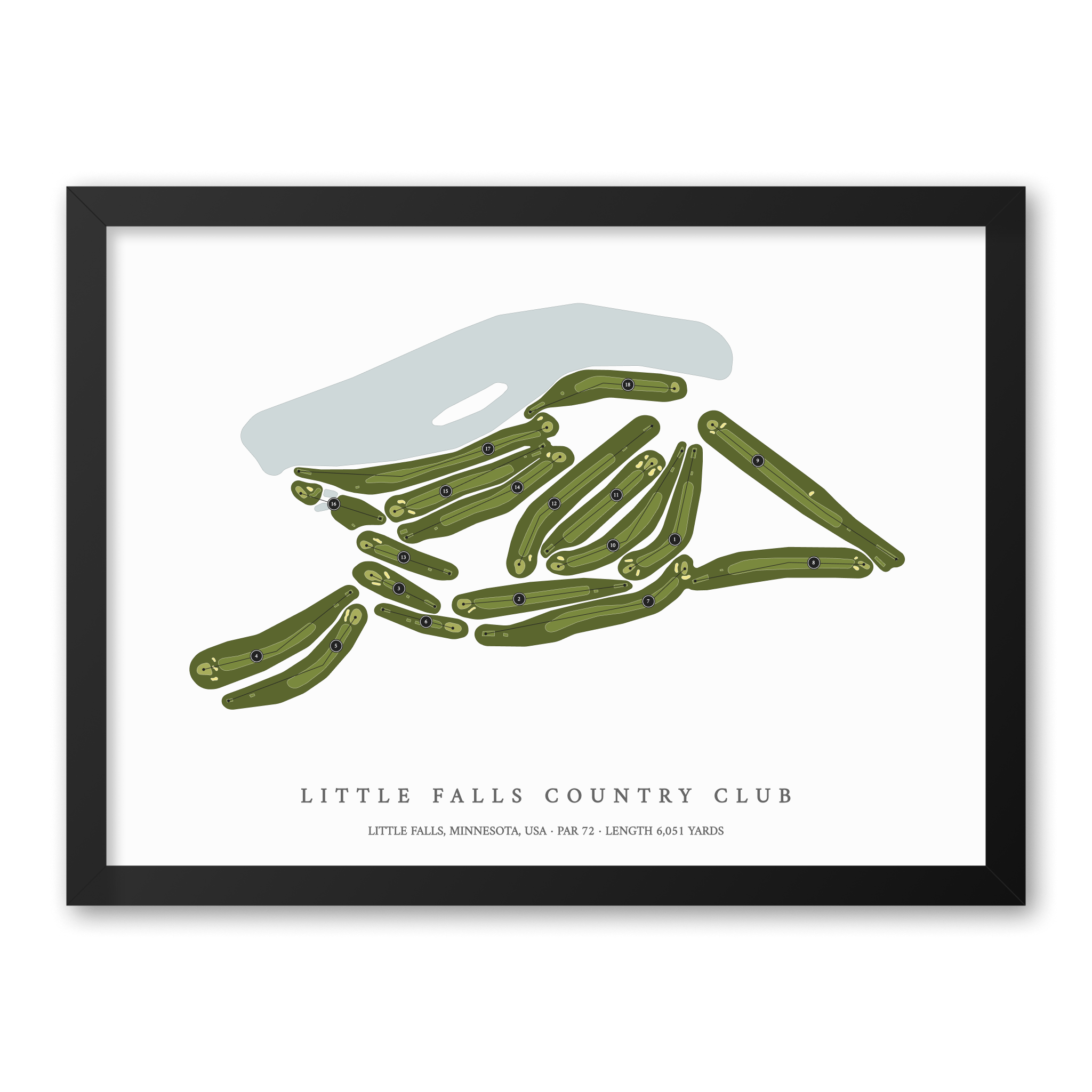 Little Falls Country Club | Golf Course Map | Black Frame