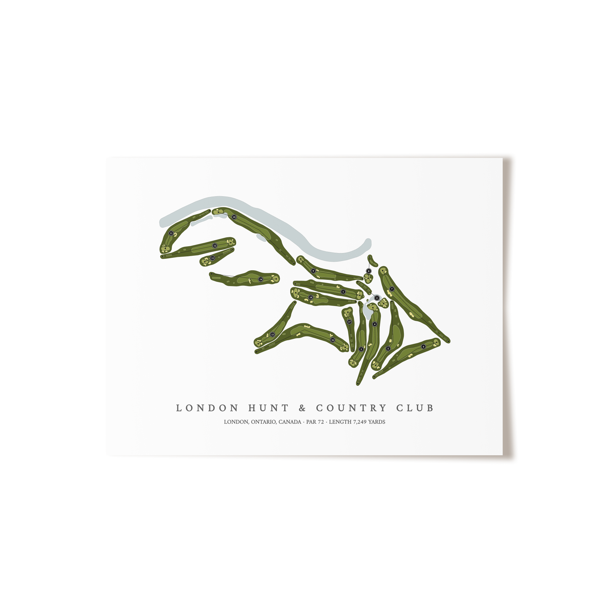 London Hunt & Country Club | Golf Course Map | Unframed 