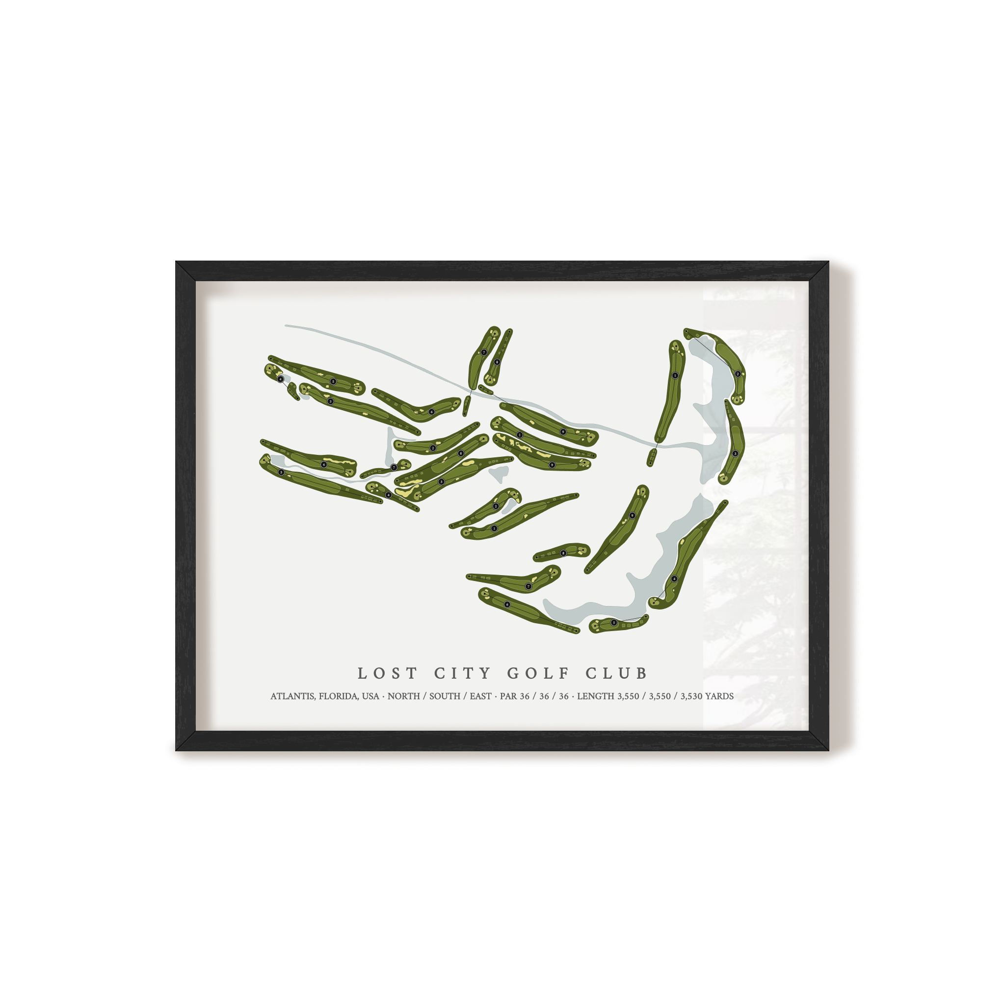Lost City Golf Club | Golf Course Map | Black Frame 