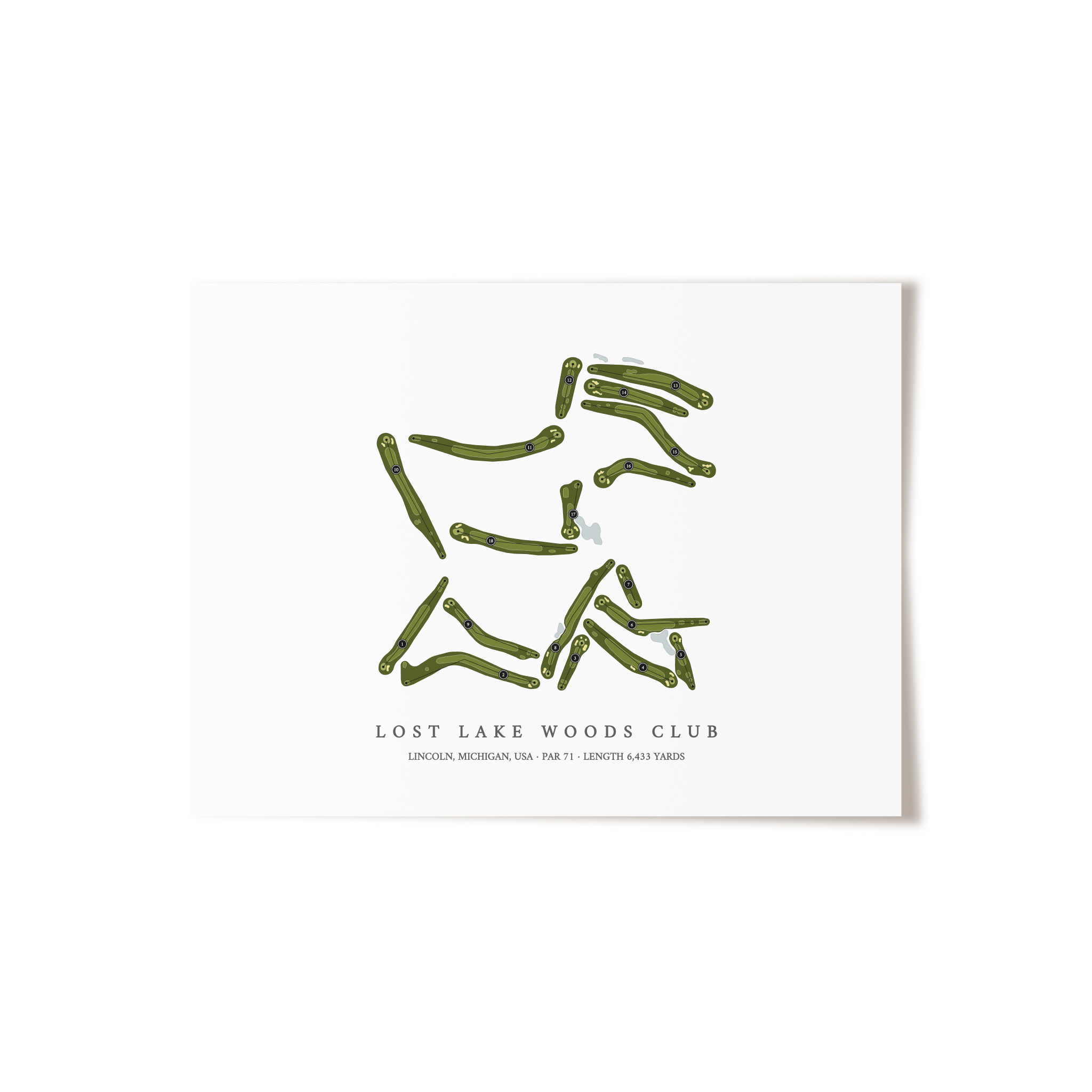 Lost Lake Woods Club | Golf Course Map | Unframed 