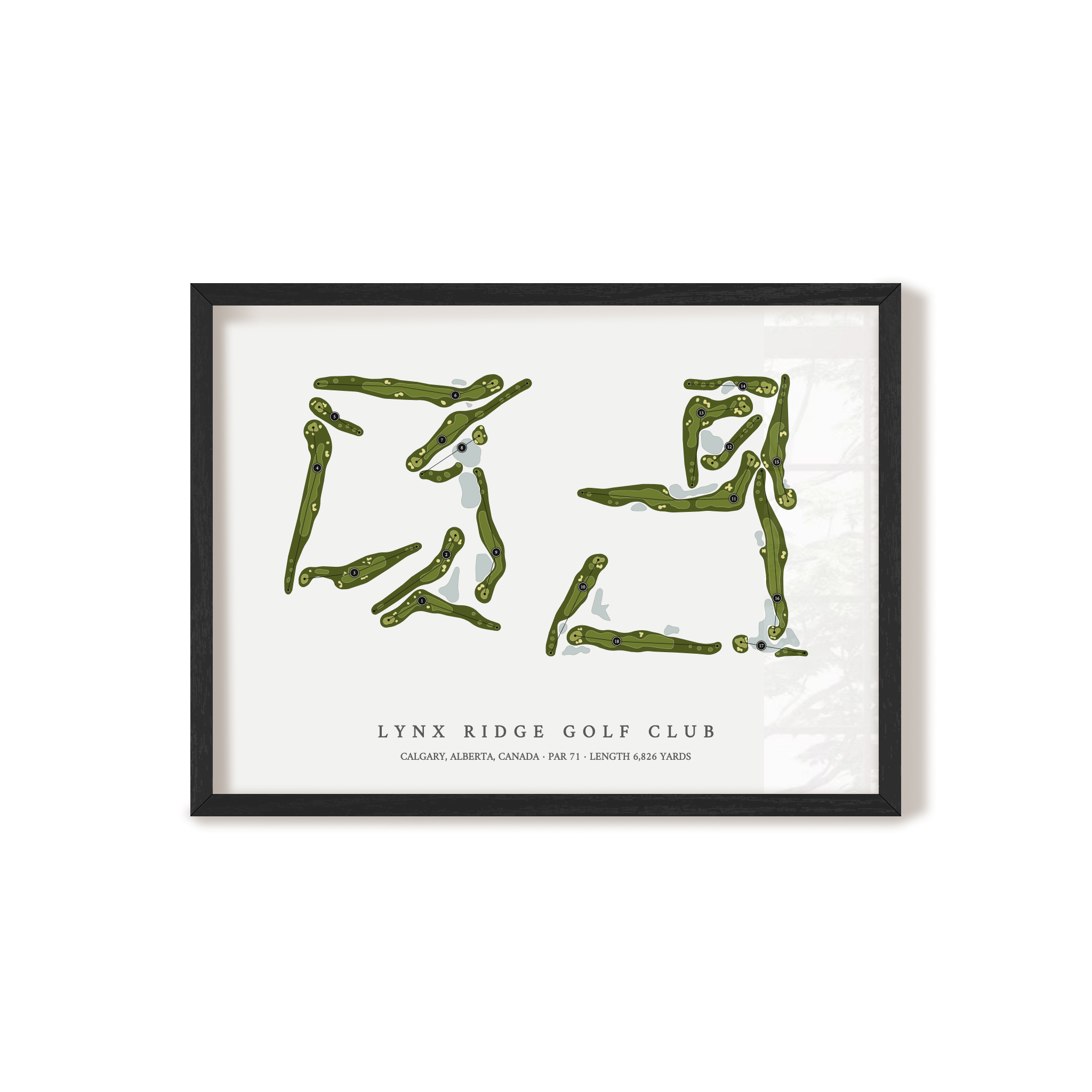 Lynx Ridge Golf Club | Golf Course Map | Black Frame 
