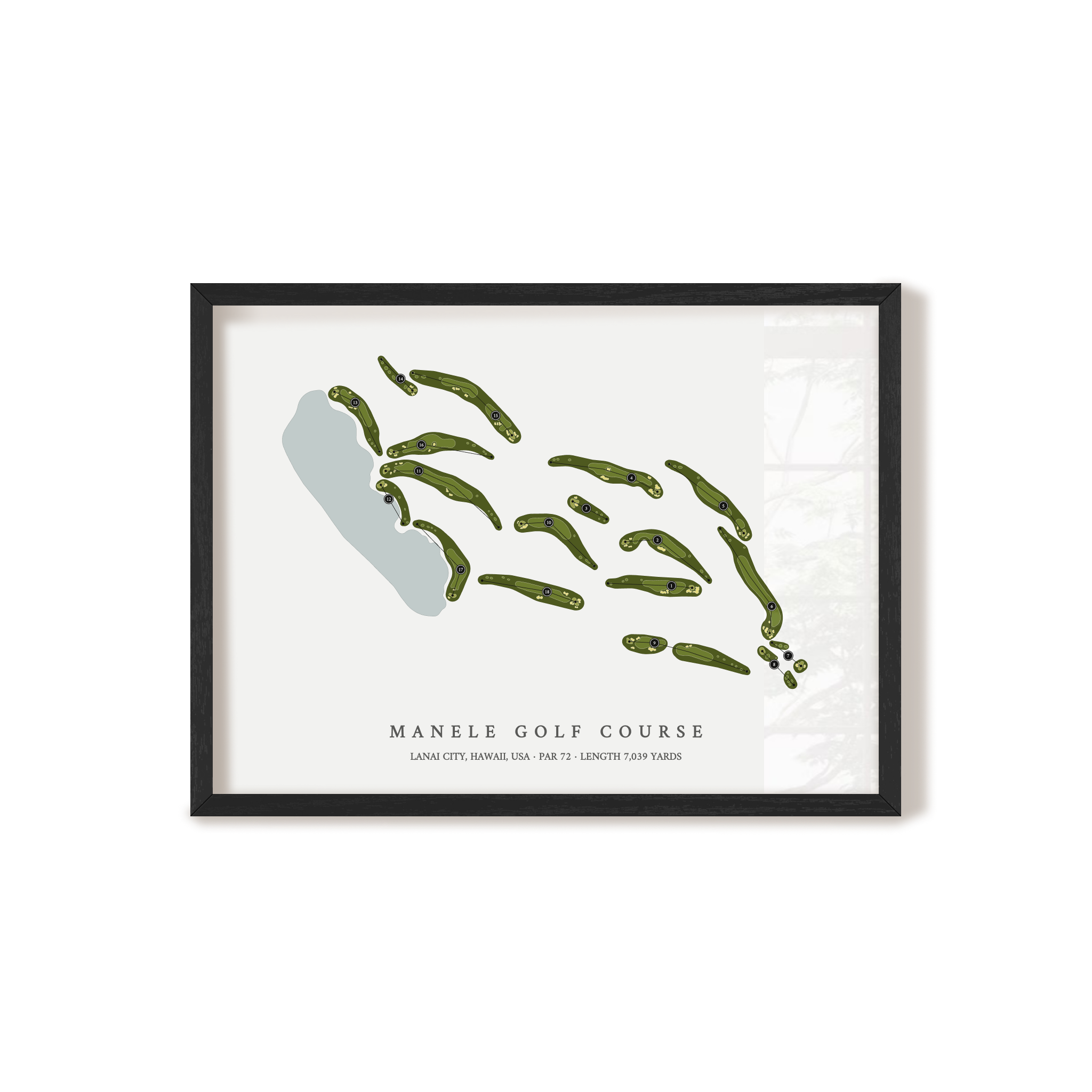 Manele Golf Course | Golf Course Map | Black Frame 