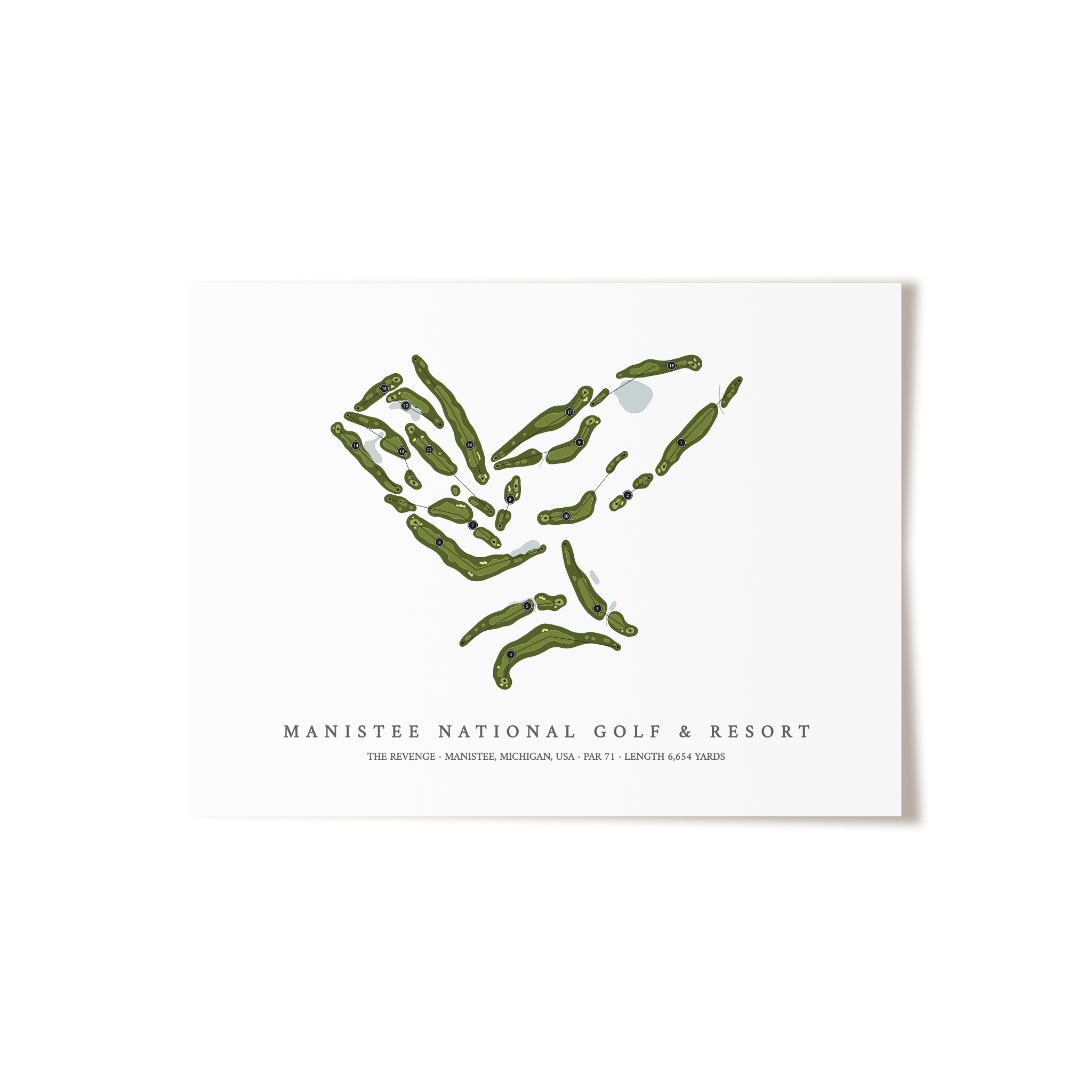 Manistee National Golf & Resort - The Revenge | Golf Course Map | Unframed 