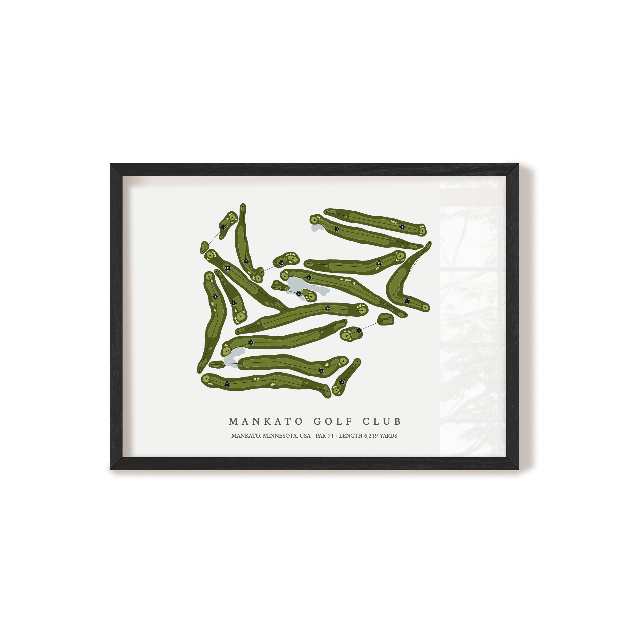 Mankato Golf Club | Golf Course Map | Black Frame 