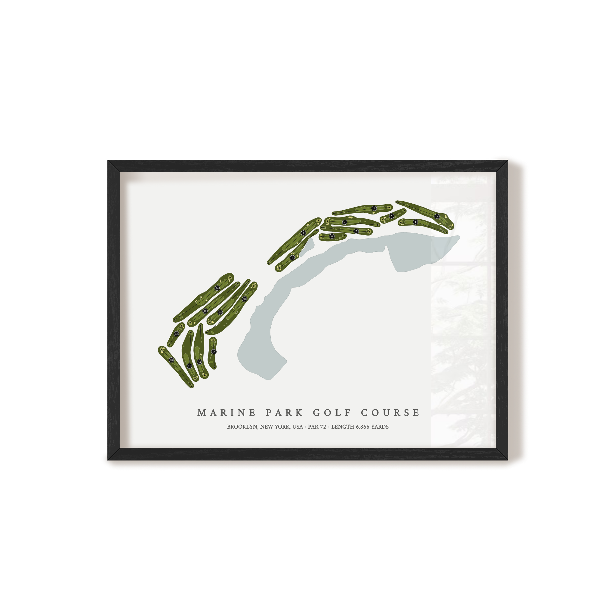 Marine Park Golf Course | Golf Course Map | Black Frame 