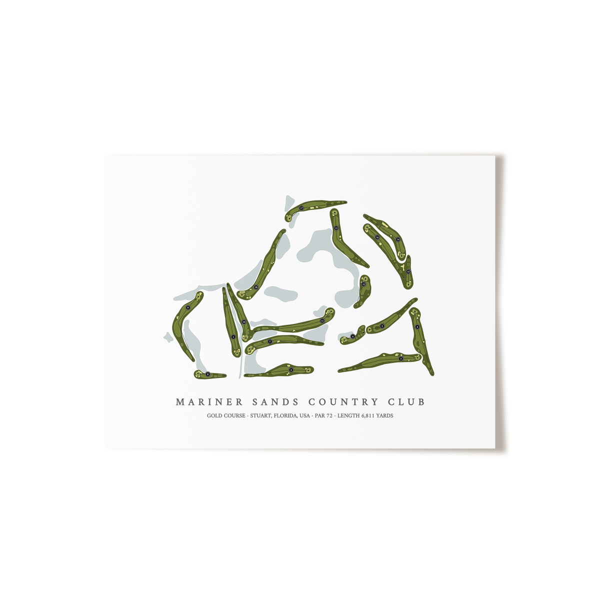 Mariner Sands Country Club - Gold Course | Golf Course Map | Unframed 