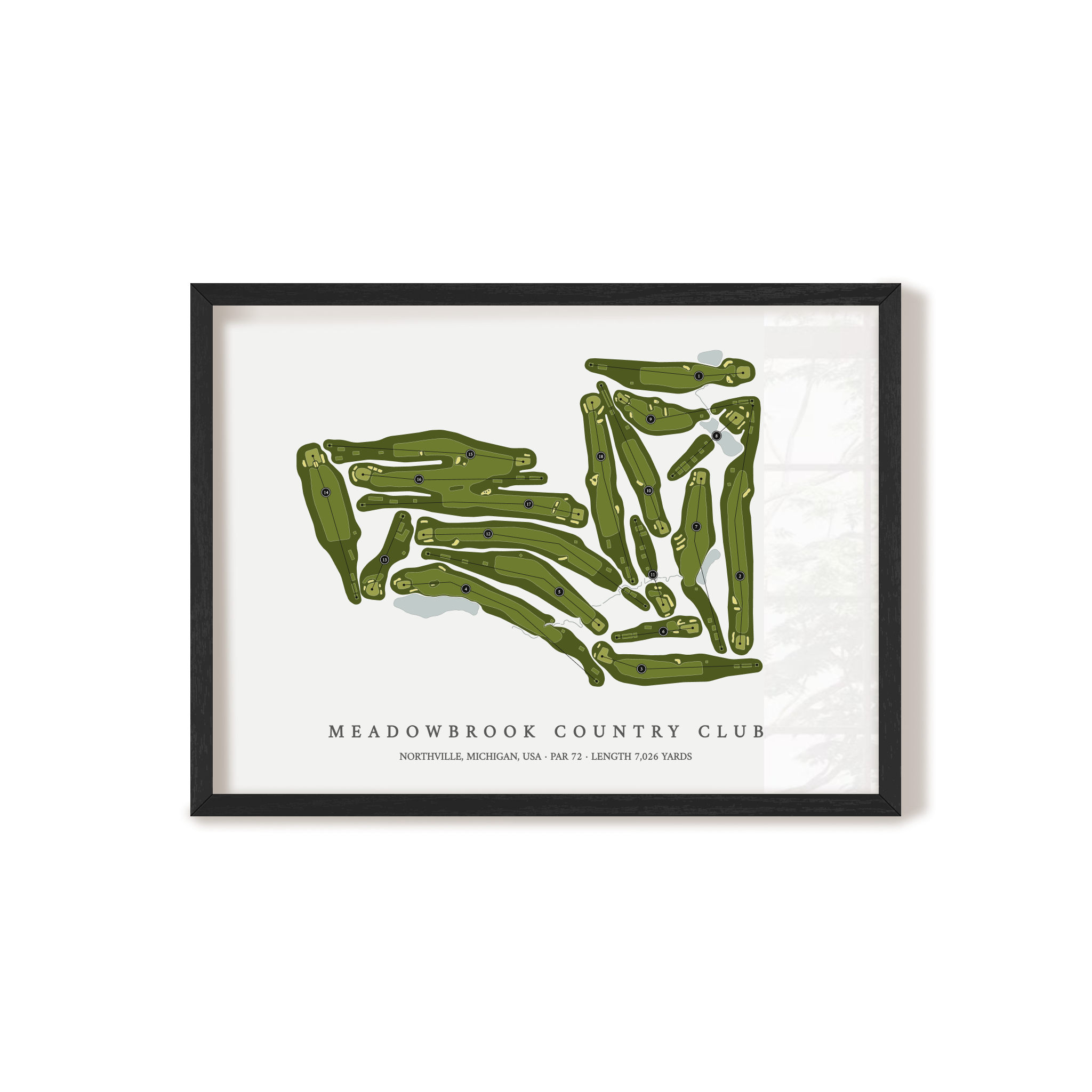 Meadowbrook Country Club | Golf Course Print | Black Frame 