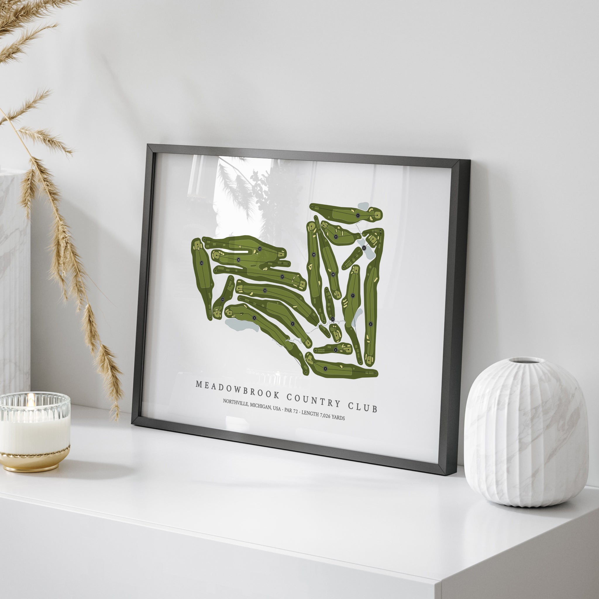 Meadowbrook Country Club | Golf Course Print | On Table 