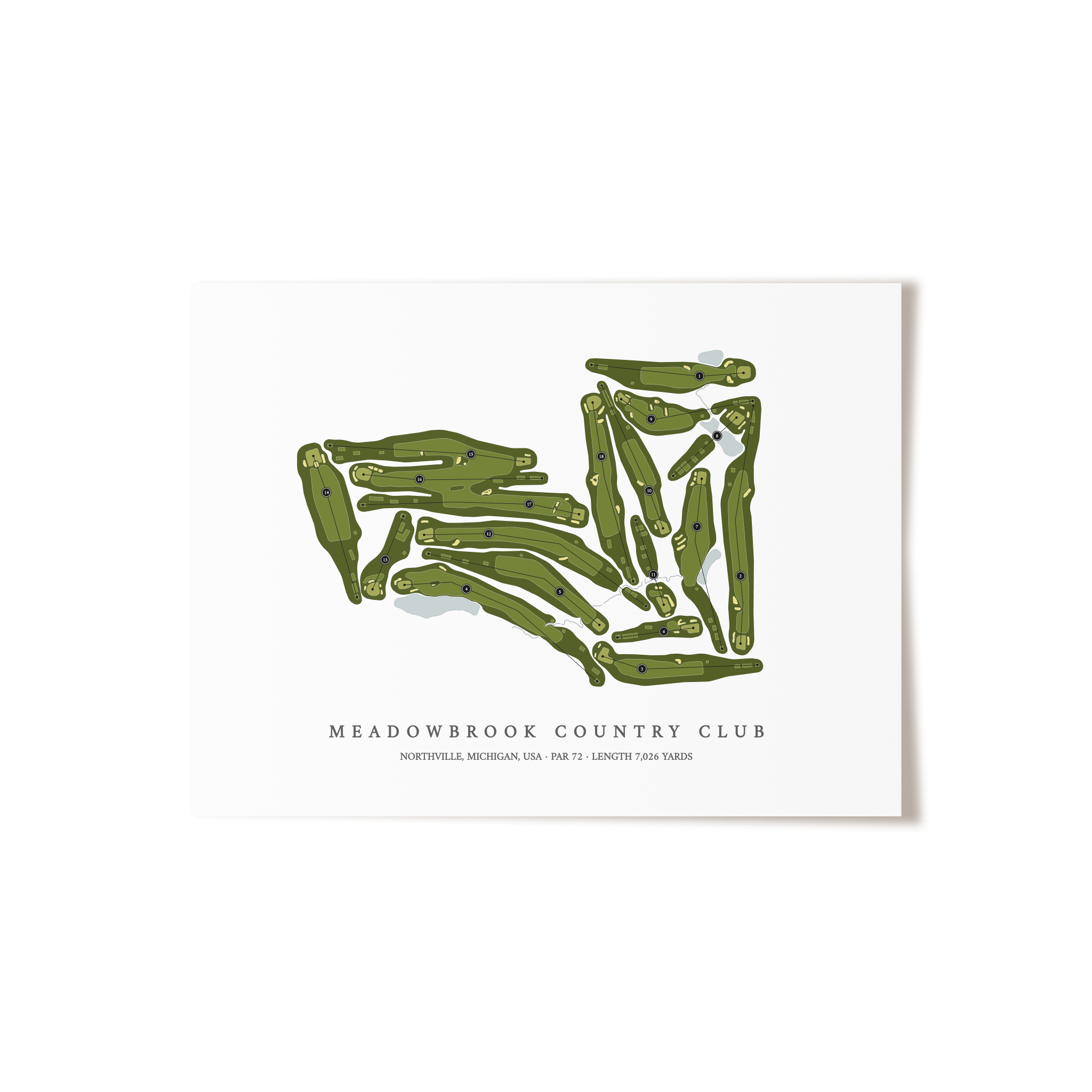 Meadowbrook Country Club  | Golf Course Print | Unframed 