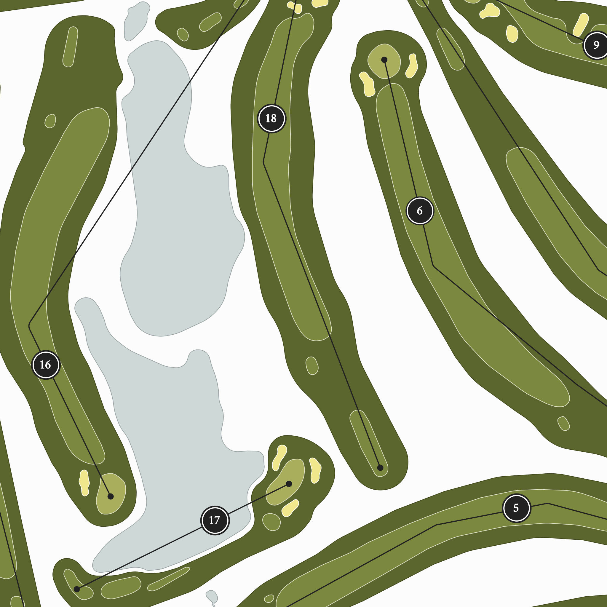 Meadowbrook Country Club | Golf Course Map | Close Up With Hole Numbers #hole numbers_yes