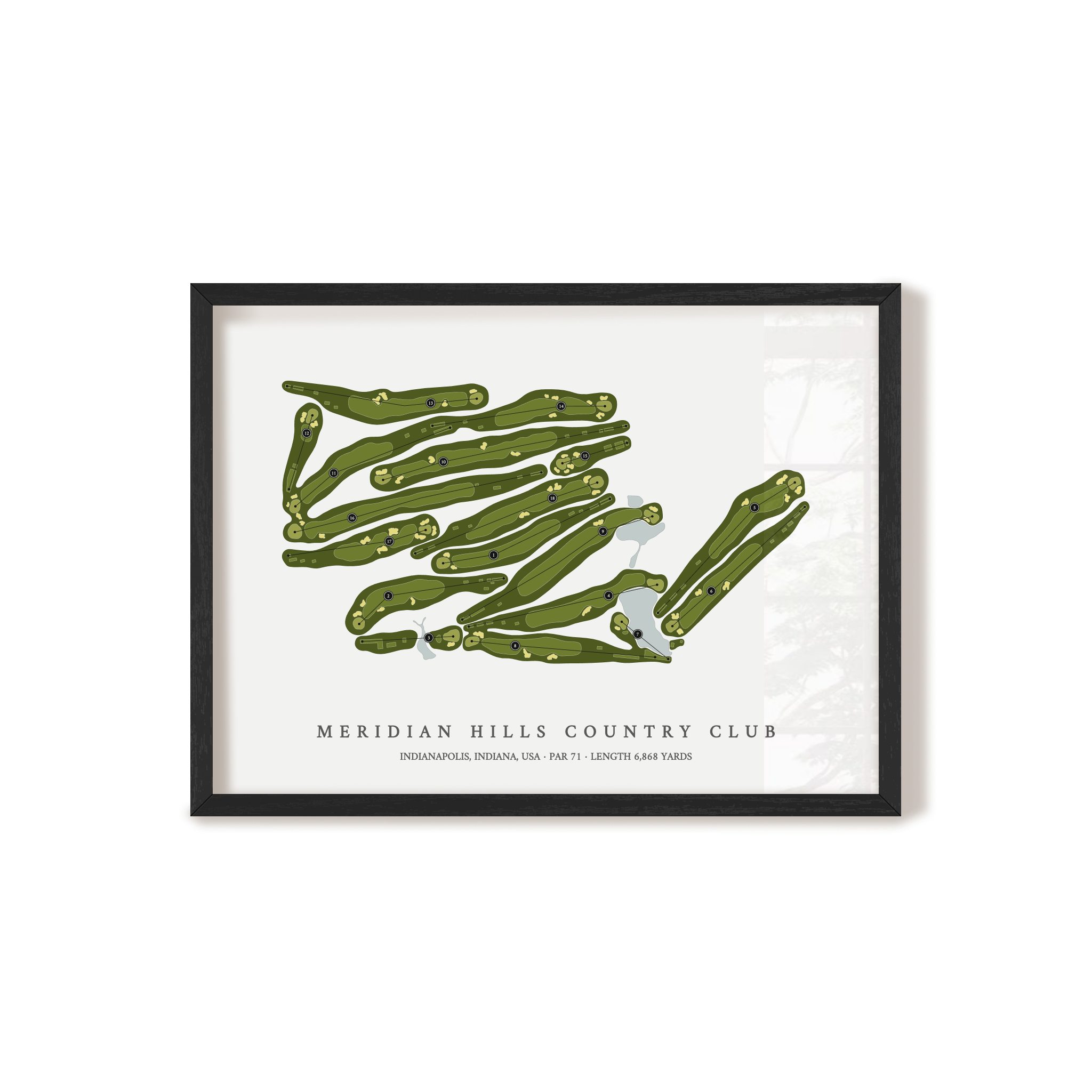 Meridian Hills Country Club | Golf Course Map | Black Frame 