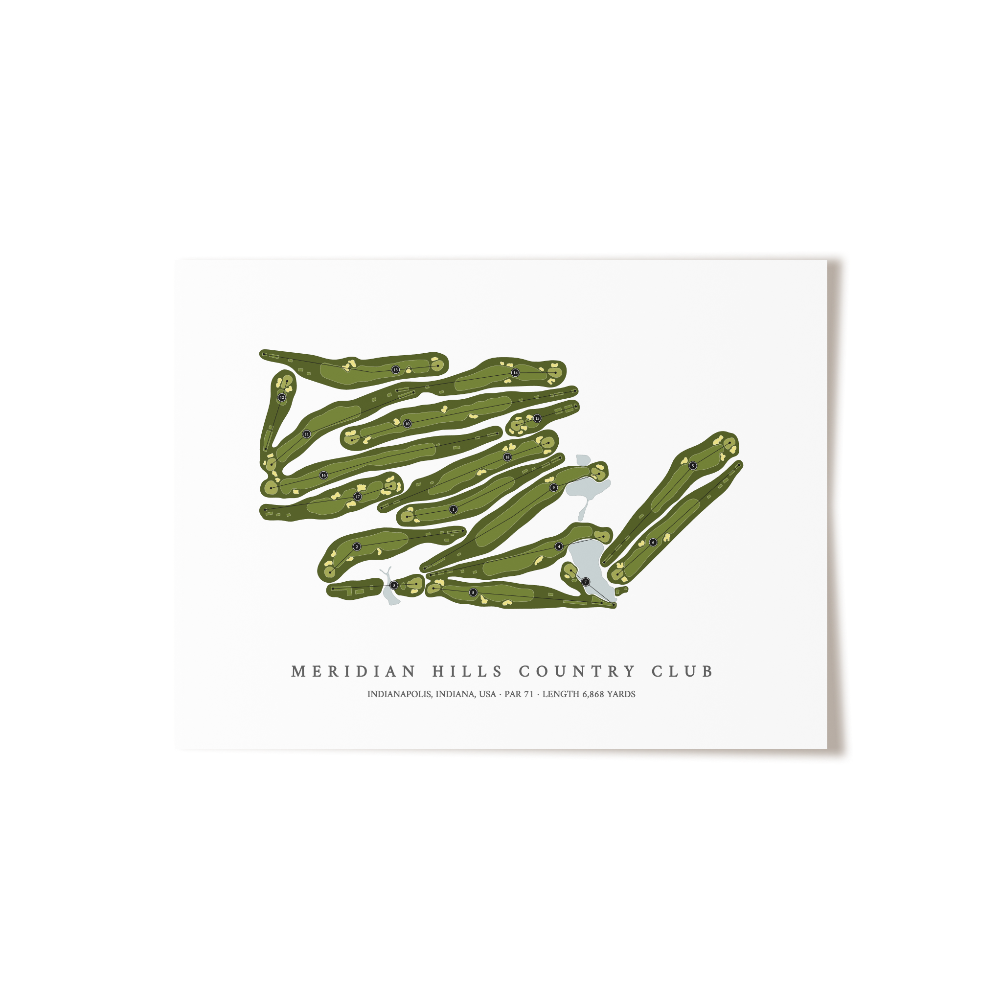 Meridian Hills Country Club | Golf Course Map | Unframed 