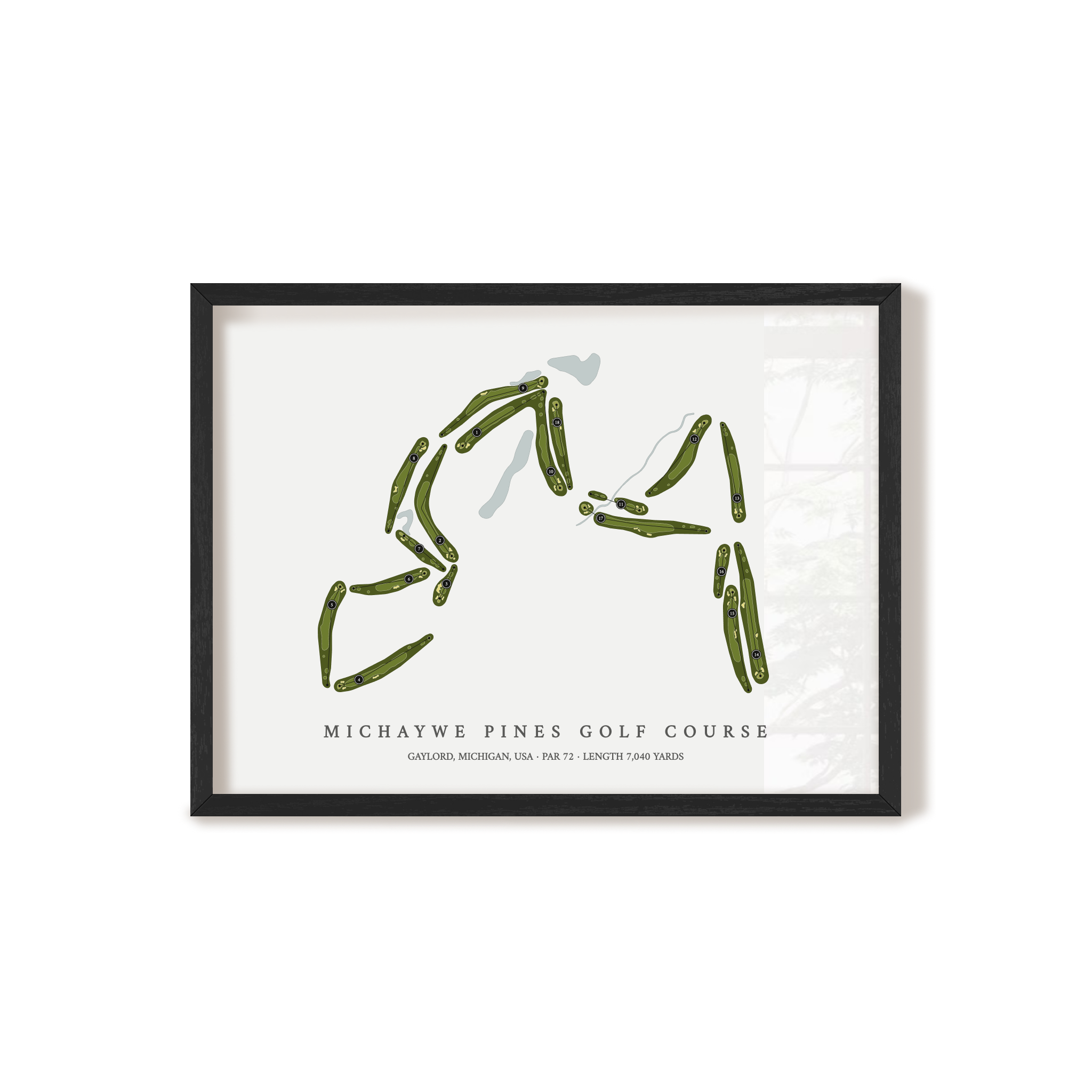 Michaywe Pines Golf Course | Golf Course Print | Black Frame 