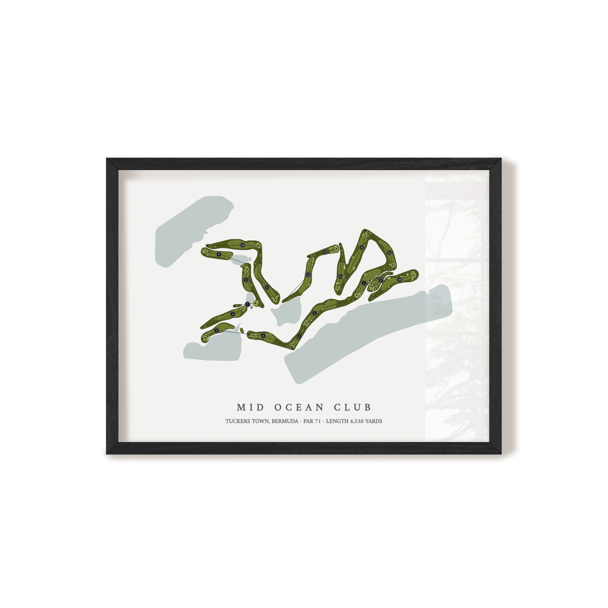 Mid Ocean Club | Golf Course Map | Black Frame