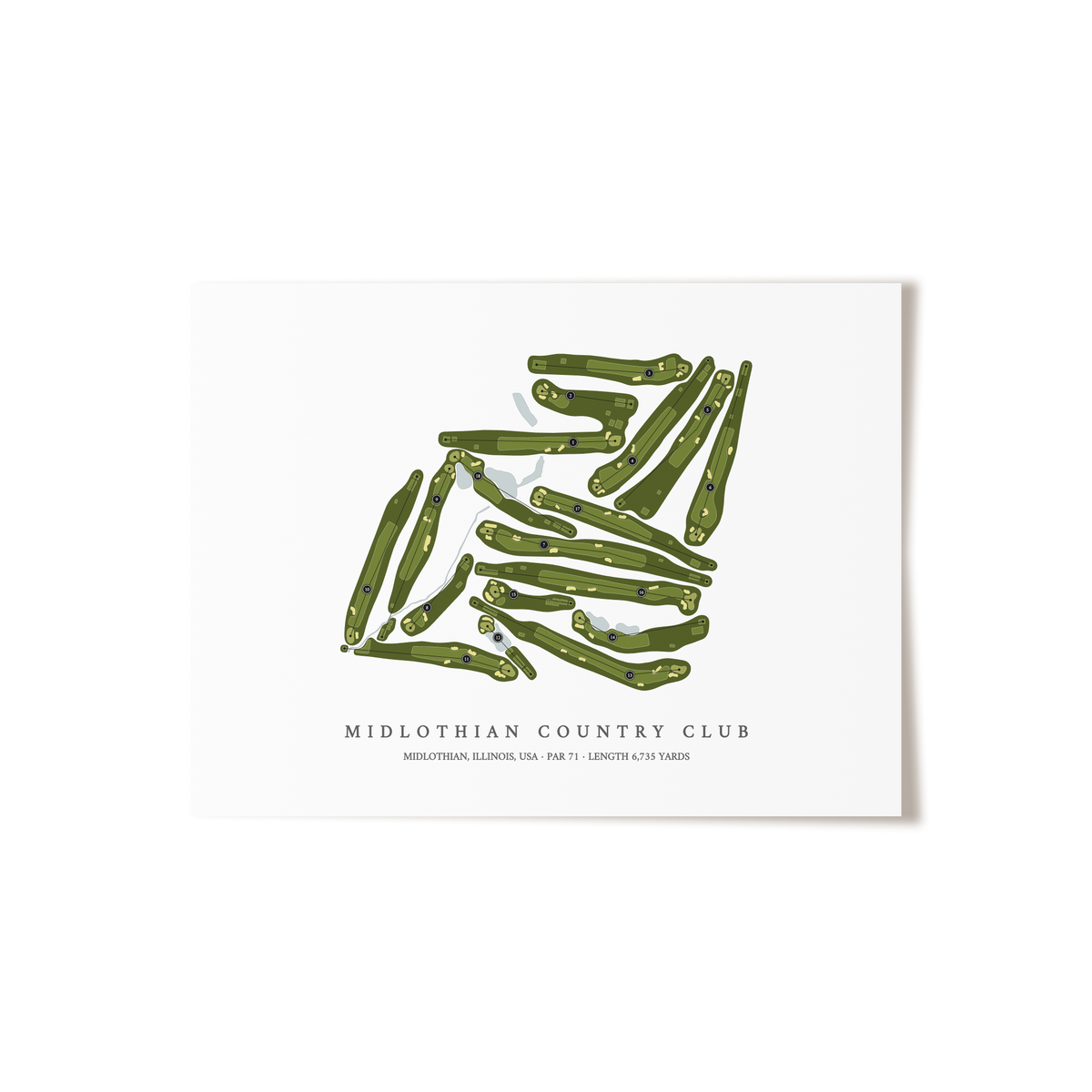 Midlothian Country Club | Golf Course Map | Unframed 