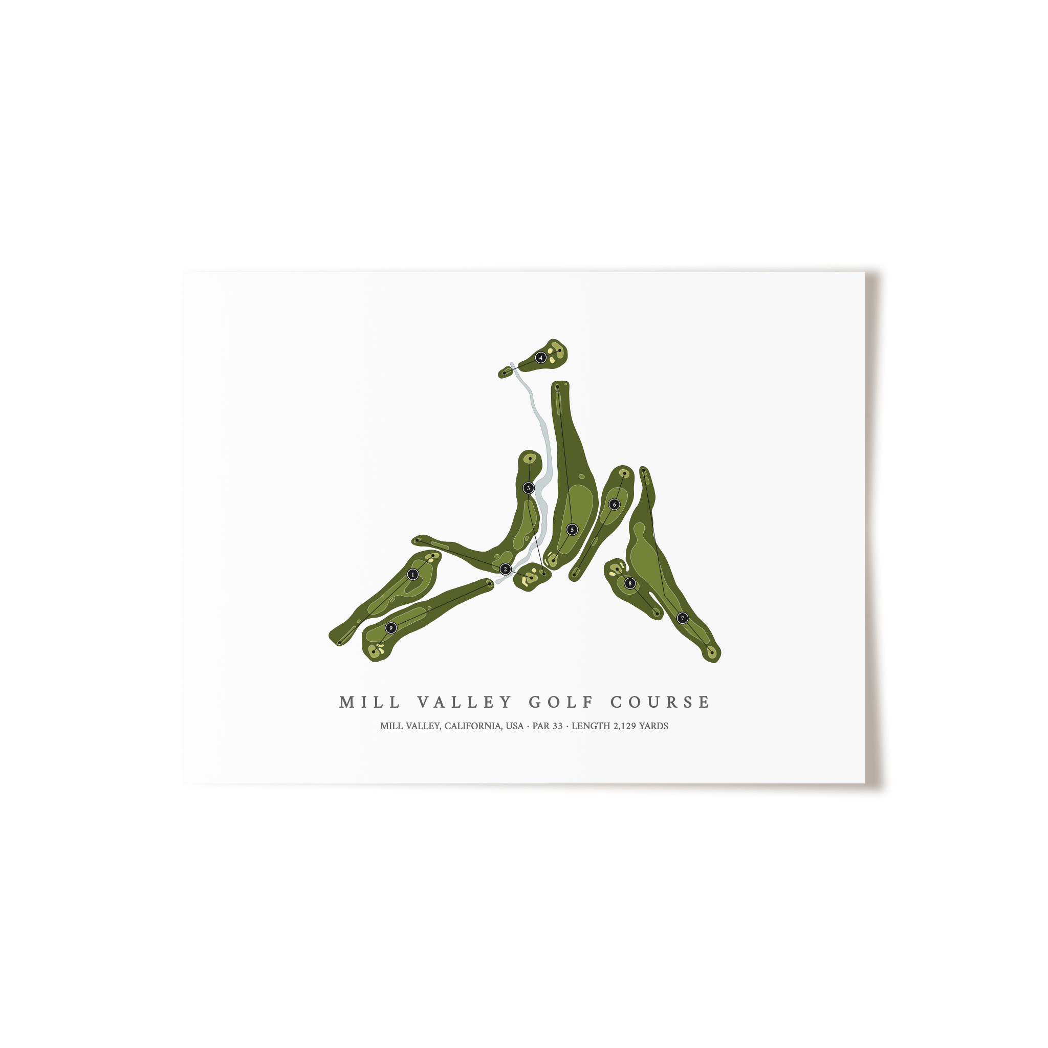 Mill Valley Golf Course | Golf Course Map | Unframed 