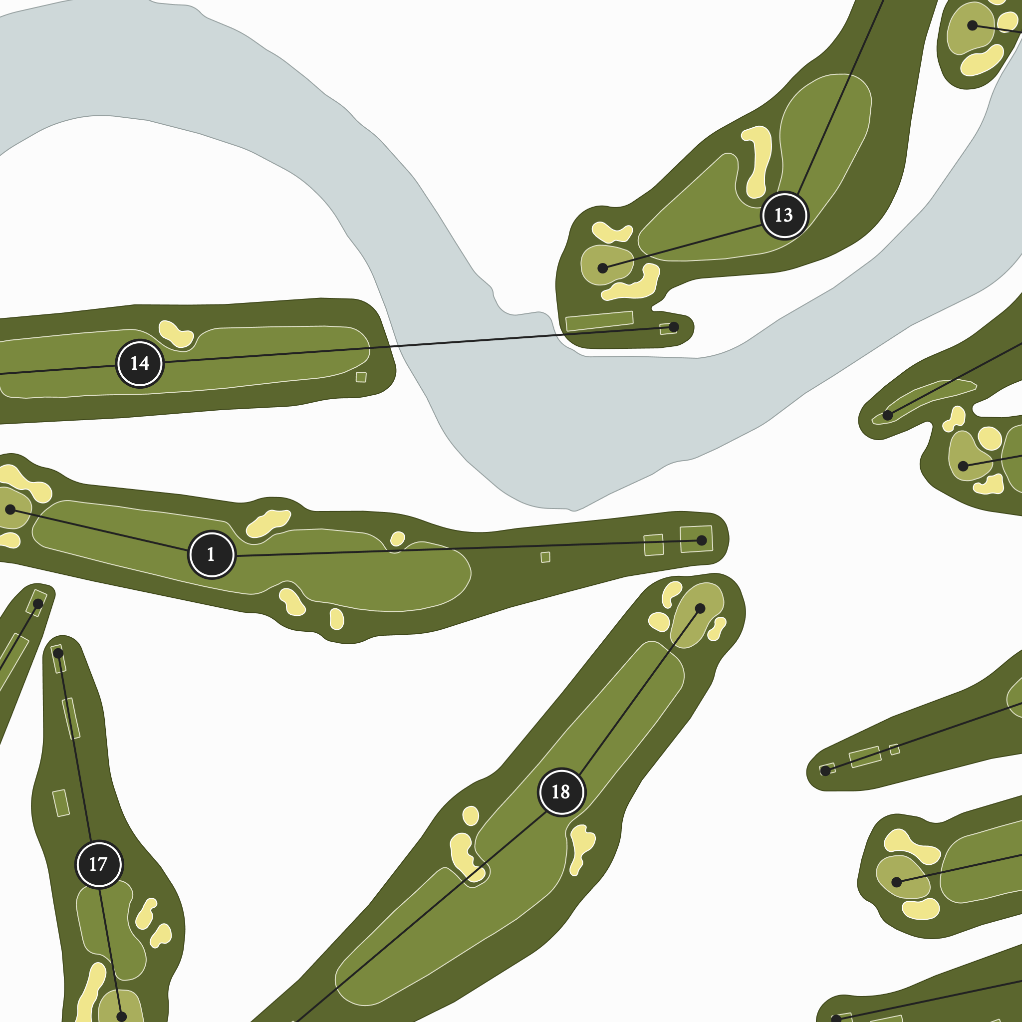 Milwaukee Country Club| Golf Course Print | Close Up With Hole Numbers #hole numbers_yes