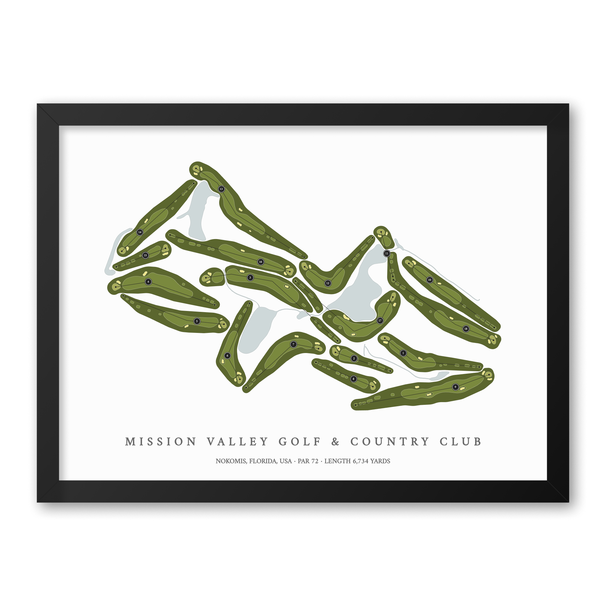 Mission Valley Golf & Country Club | Golf Course Map | Black Frame