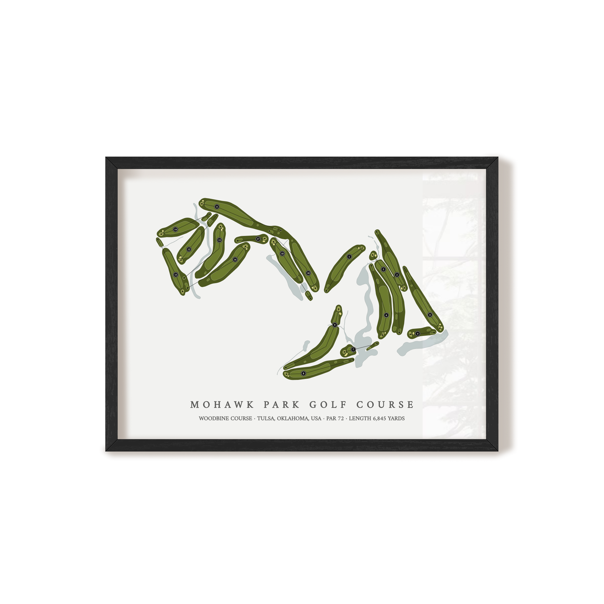 Mohawk Park Golf Course - Woodbine Course | Golf Course Map | Black Frame 