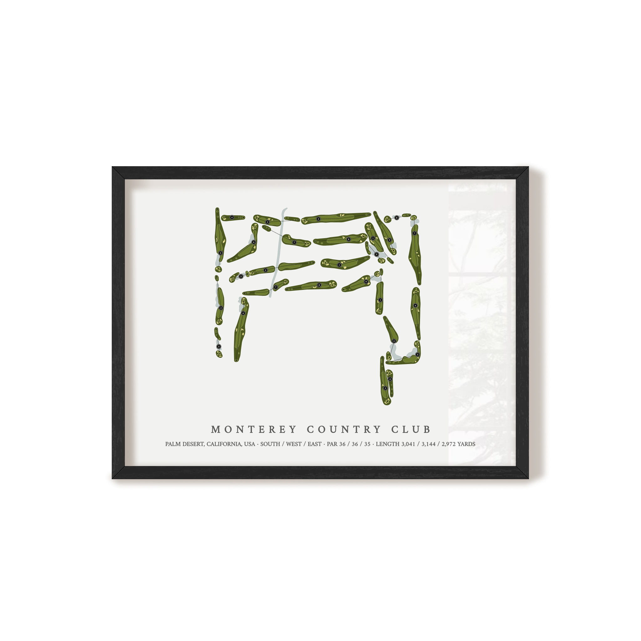 Monterey Country Club | Golf Course Map | Black Frame 