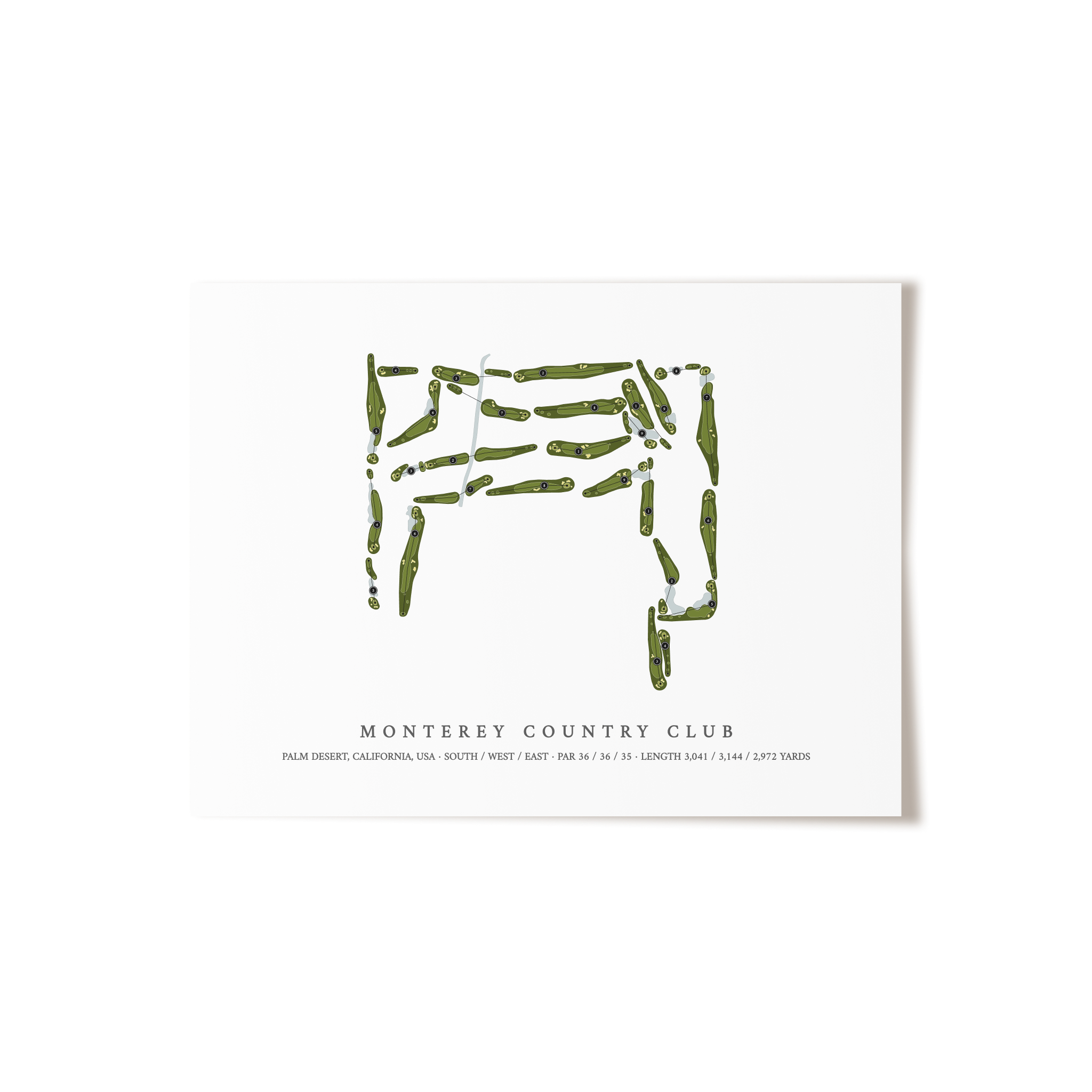 Monterey Country Club | Golf Course Map | Unframed 