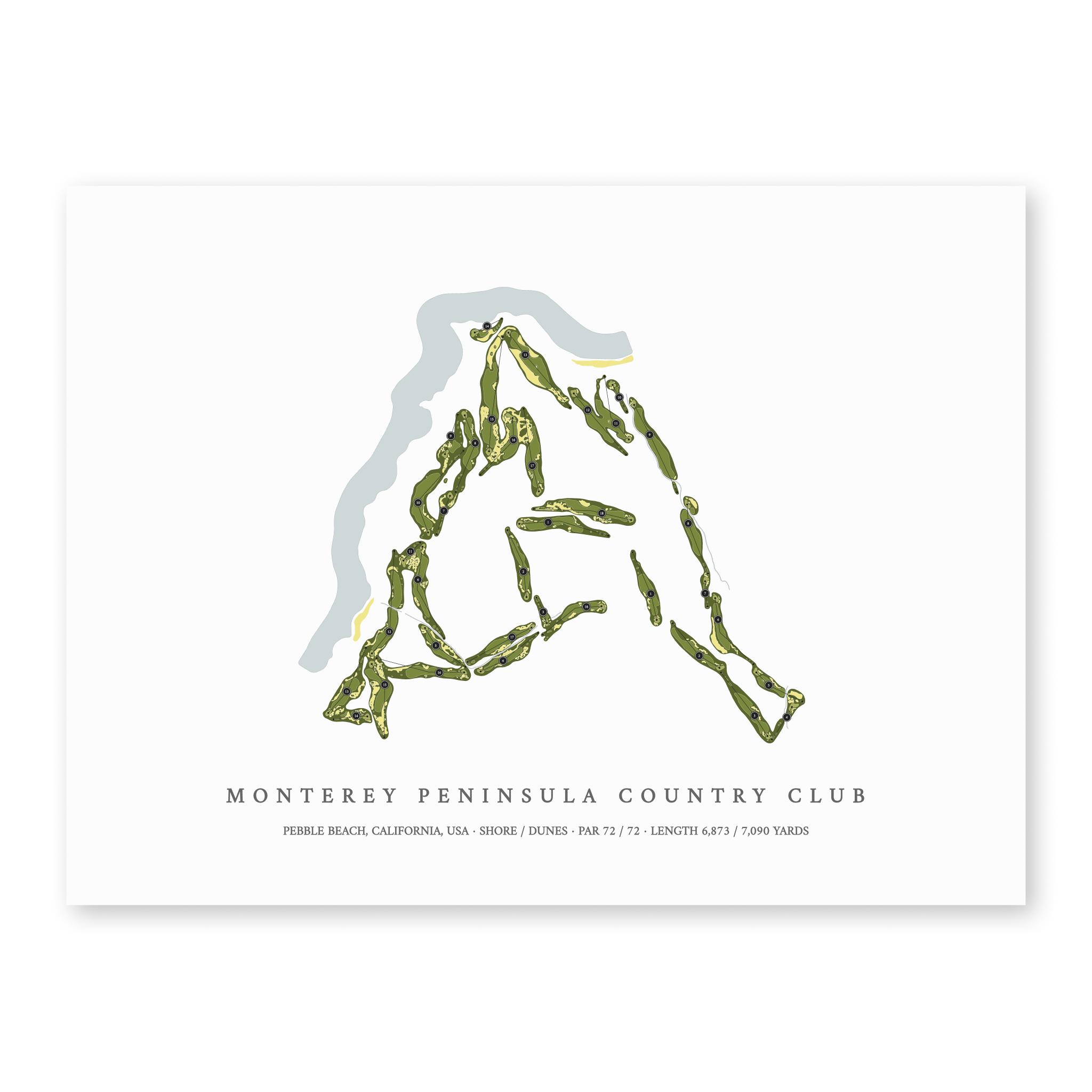 Monterey Peninsula Country Club | Golf Course Map | Unframed