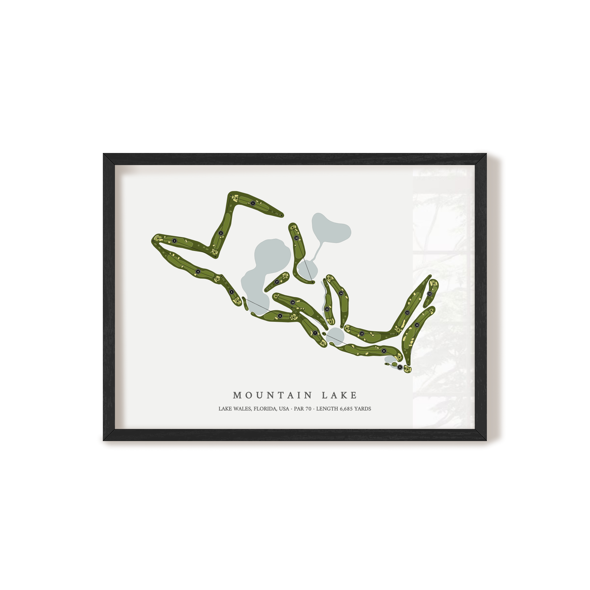 Mountain Lake | Golf Course Map | Black Frame 