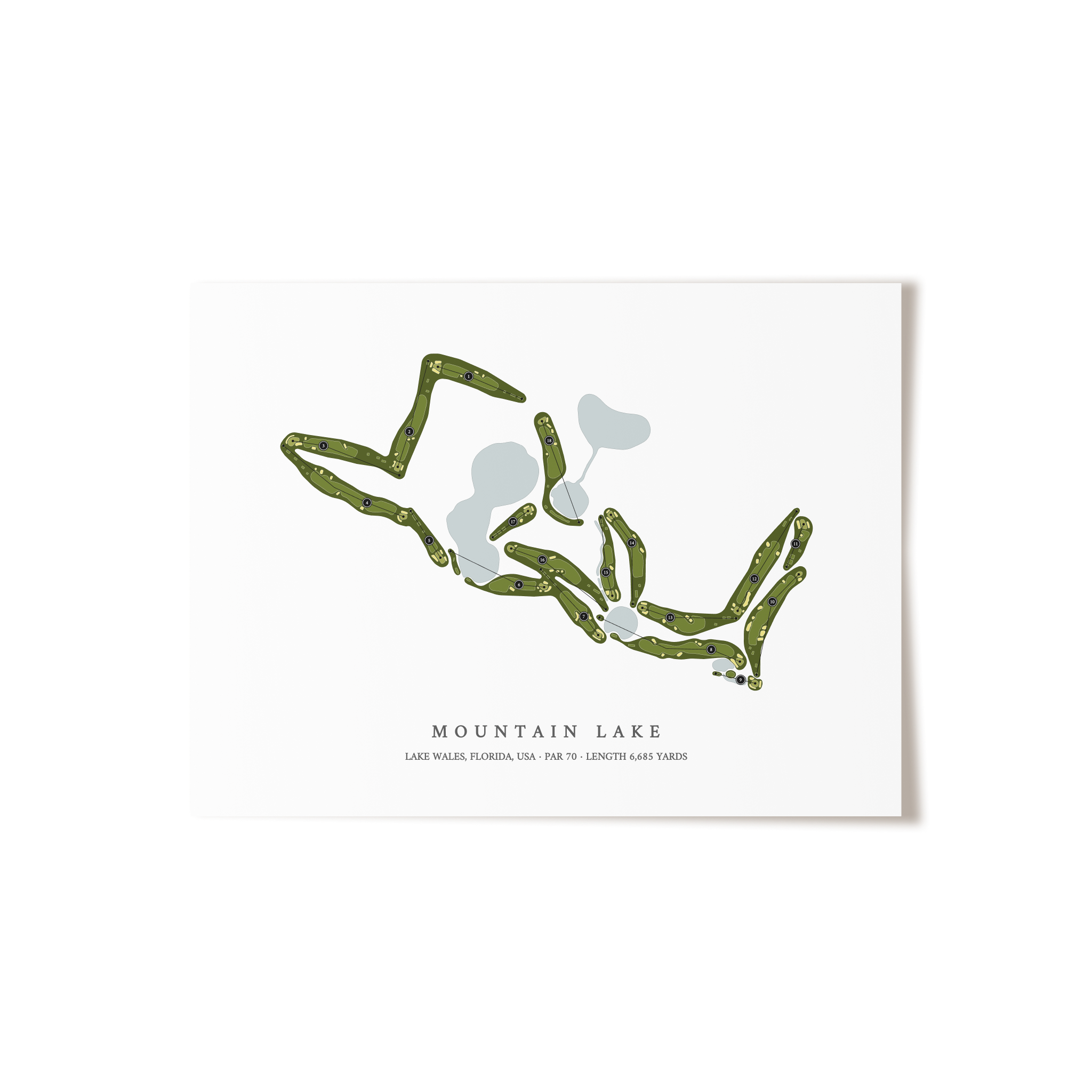 Mountain Lake | Golf Course Map | Unframed 