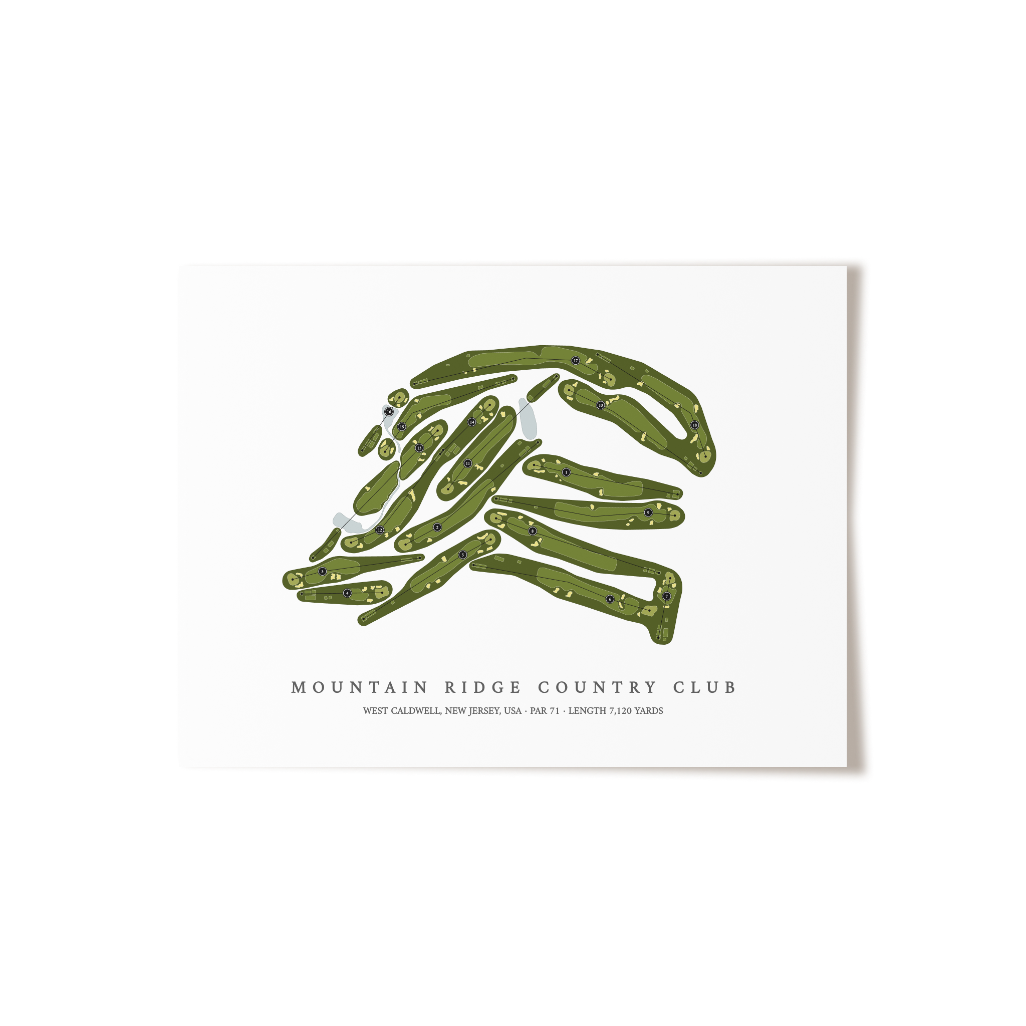 Mountain Ridge Country Club | Golf Course Map | Unframed 