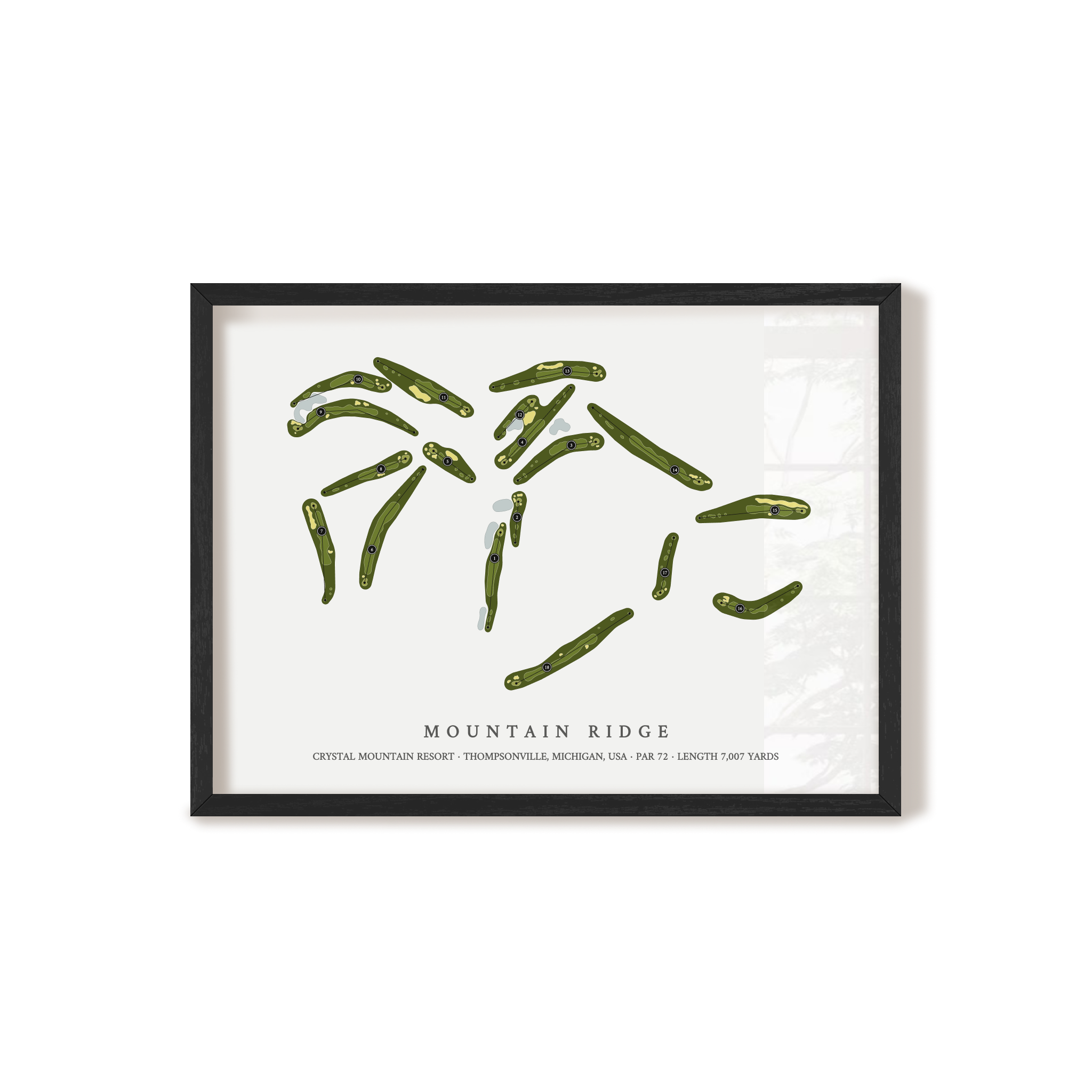 Mountain Ridge at Crystal Mountain Resort | Golf Course Map | Black Frame 