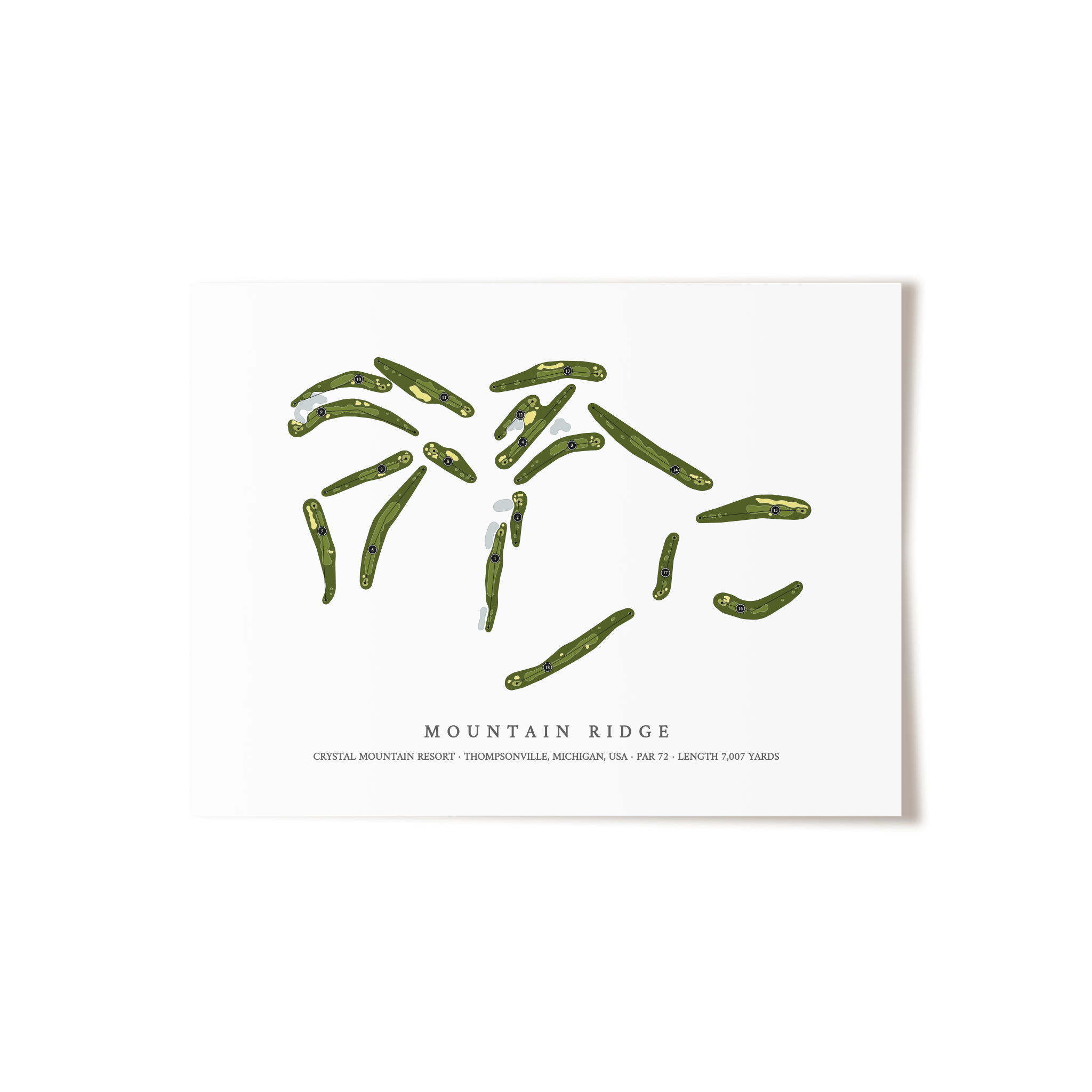 Mountain Ridge at Crystal Mountain Resort | Golf Course Map | Unframed 