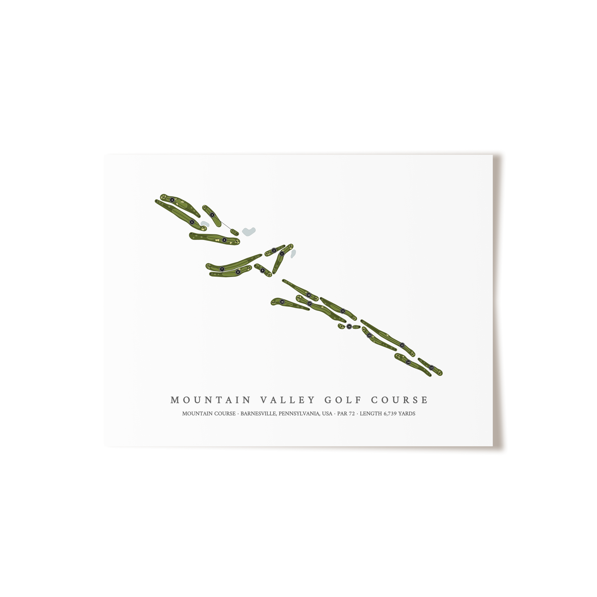 Mountain Valley Golf Course - Mountain Course | Golf Course Map | Unframed 