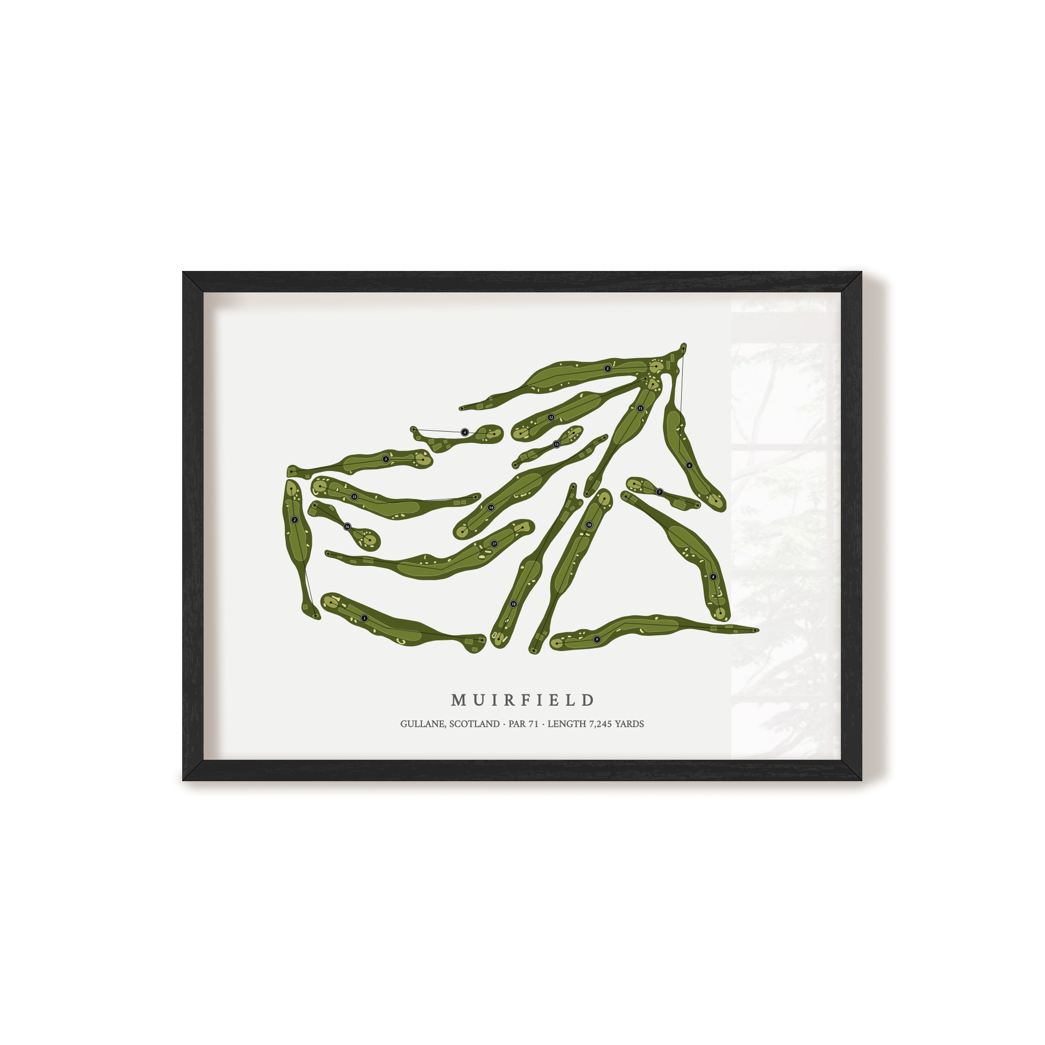 Muirfield | Golf Course Map | Black Frame 