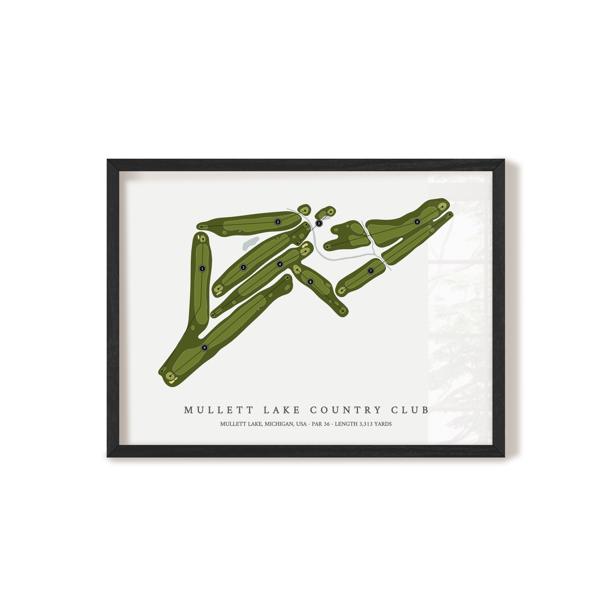 Mullett Lake Country Club | Golf Course Map | Black Frame 