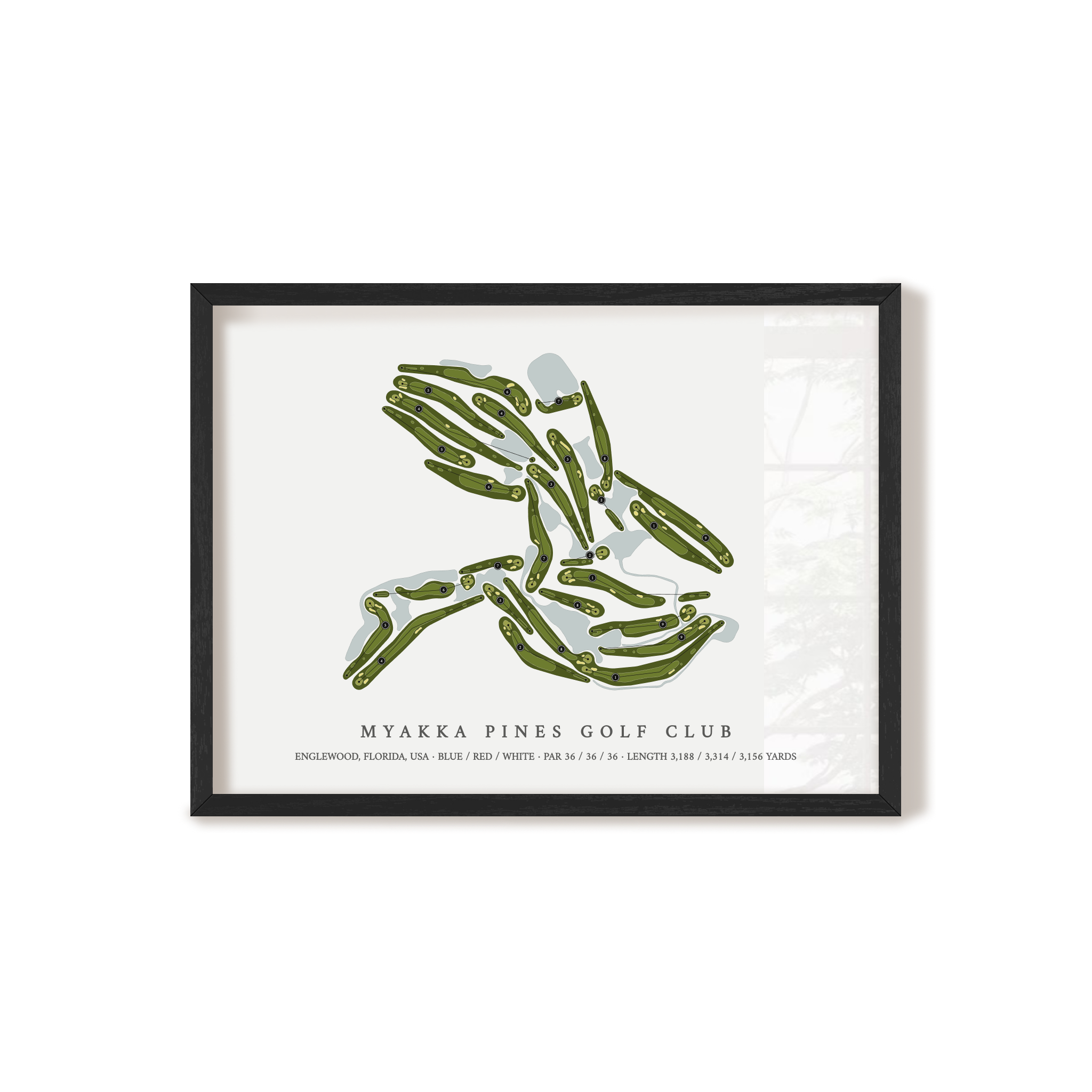 Myakka Pines Golf Club | Golf Course Map | Black+Frame 