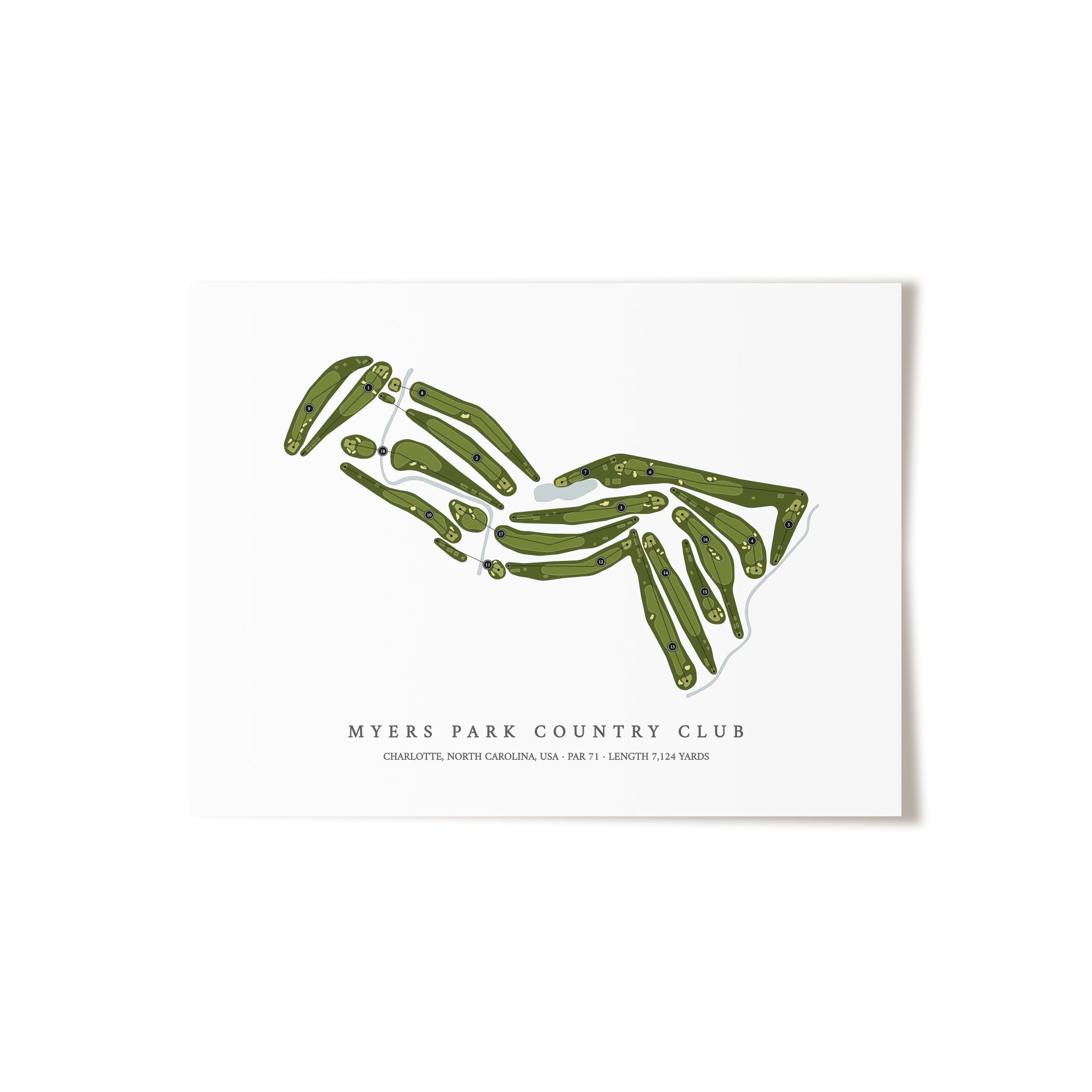 Myers Park Country Club  | Golf Course Print | Unframed 