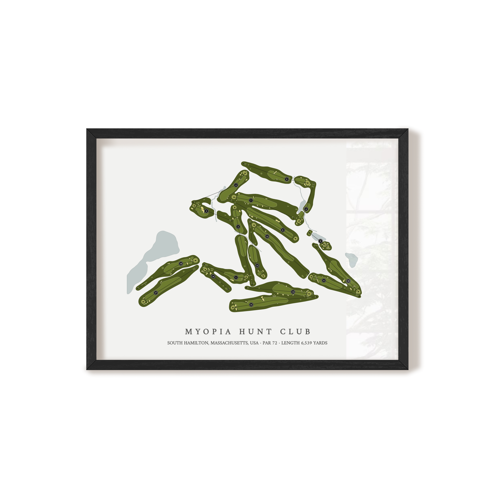 Myopia Hunt Club | Golf Course Map | Black Frame 