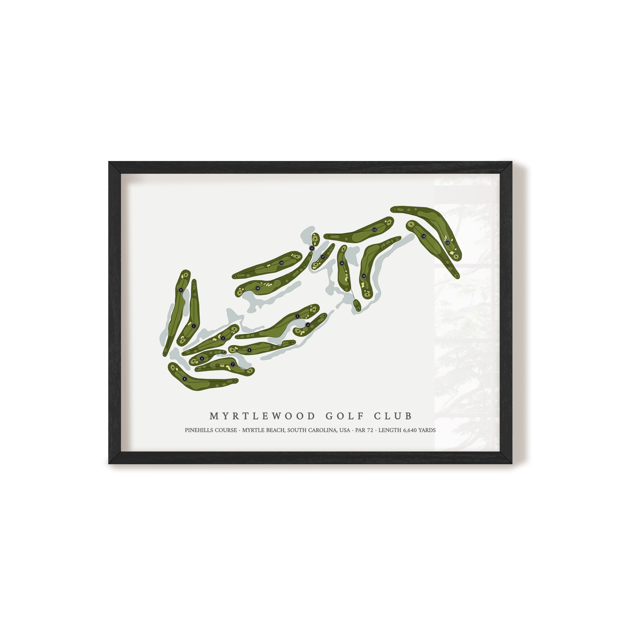 Myrtlewood Golf Club - Pinehills Course | Golf Course Map | Black+Frame 