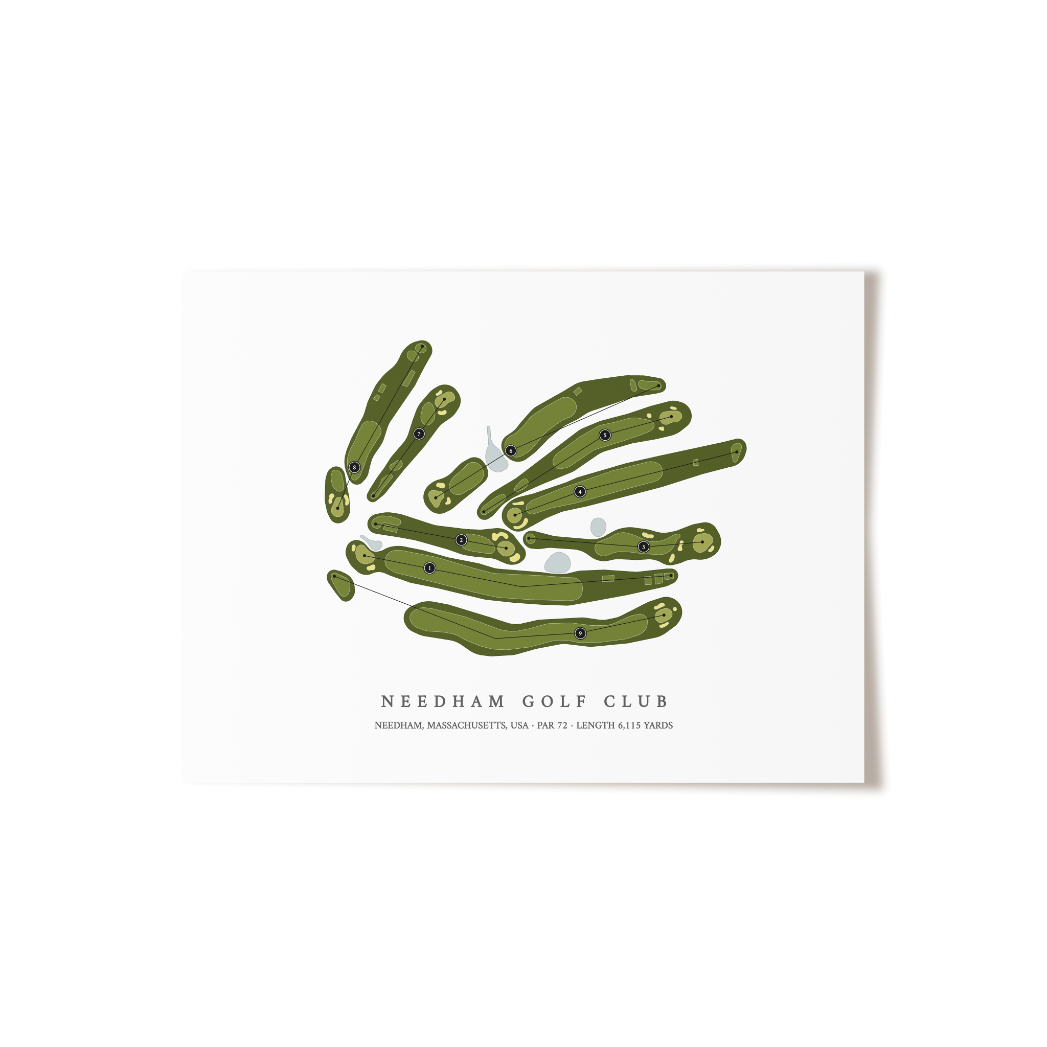 Needham Golf Club | Golf Course Map | Unframed 