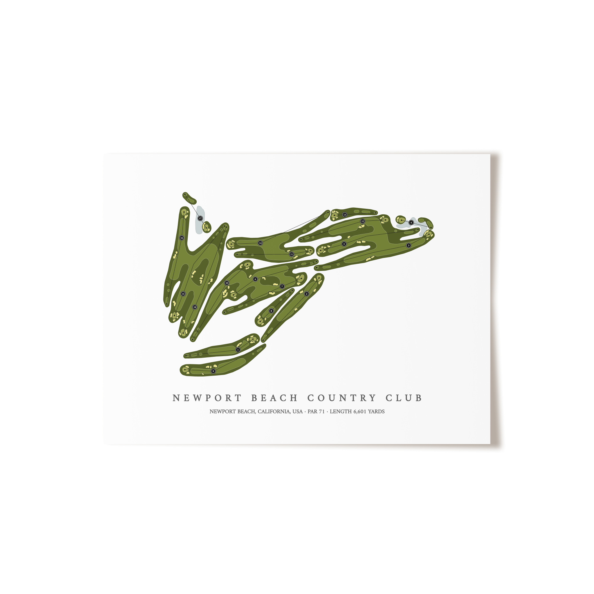 Newport Beach Country Club | Golf Course Map | Unframed