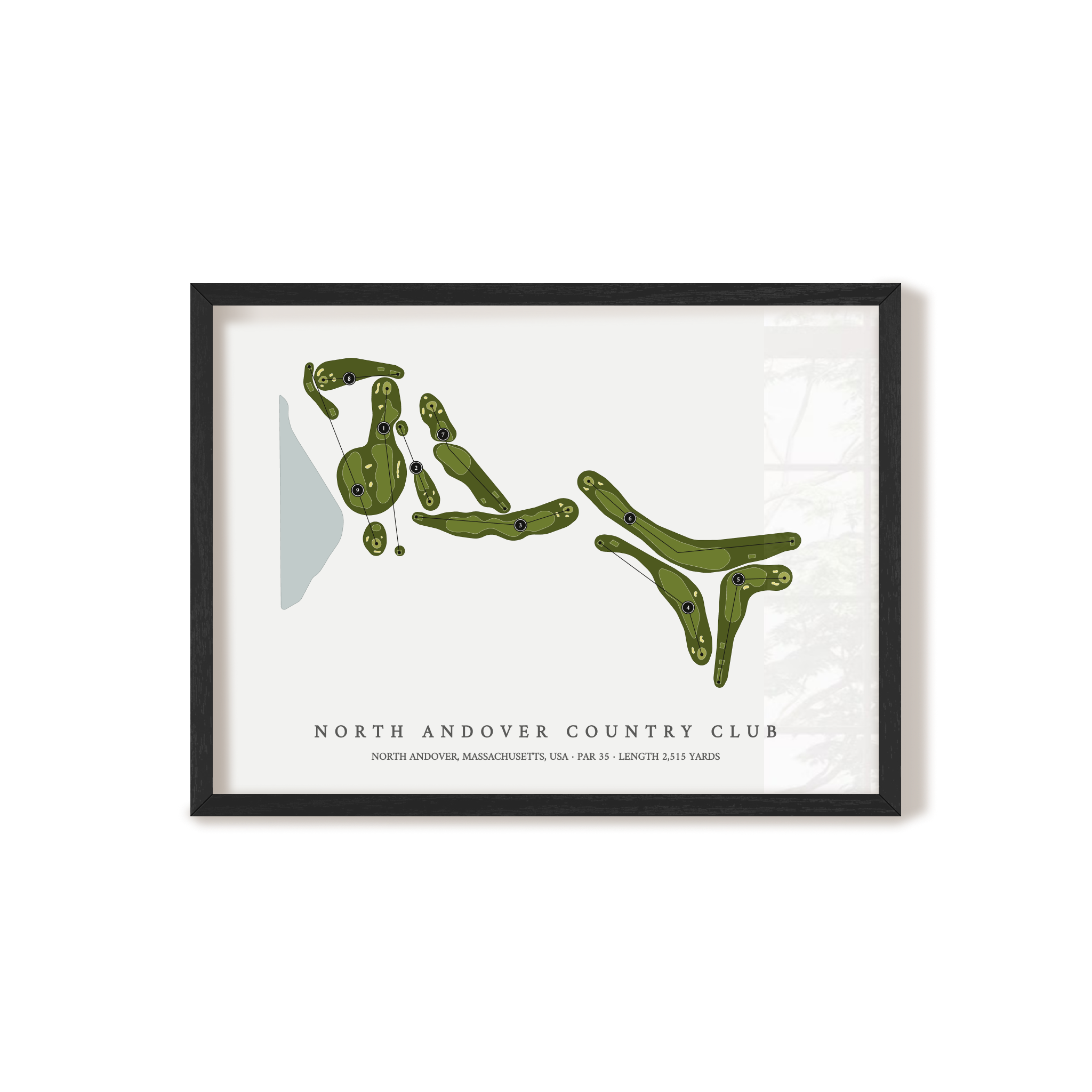 North Andover Country Club | Golf Course Map | Black Frame 