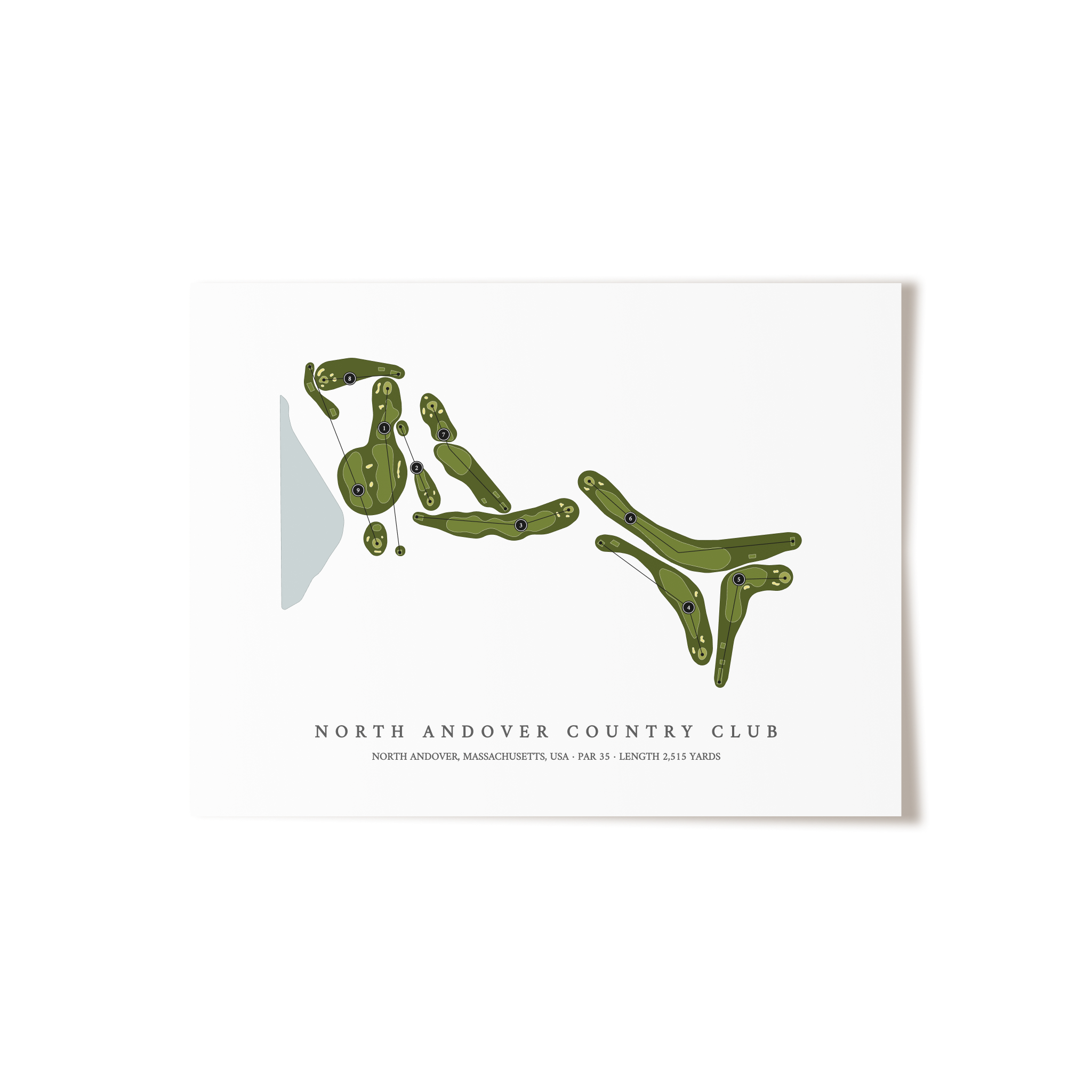 North Andover Country Club | Golf Course Map | Unframed 