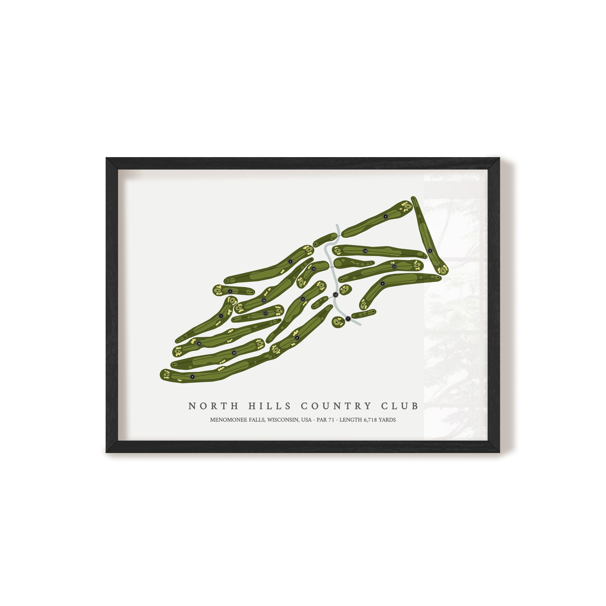 North Hills Country Club | Golf Course Map | Black Frame 