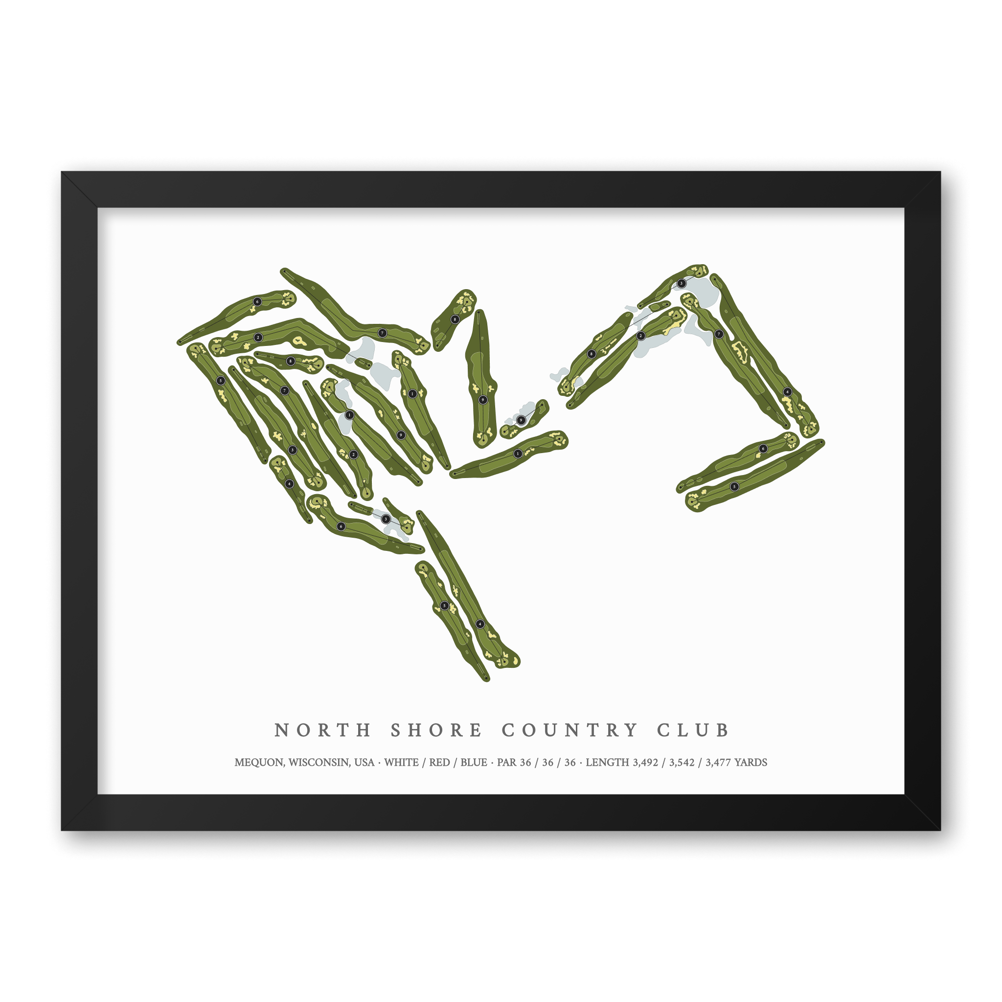 North Shore Country Club | Golf Course Print | Black Frame