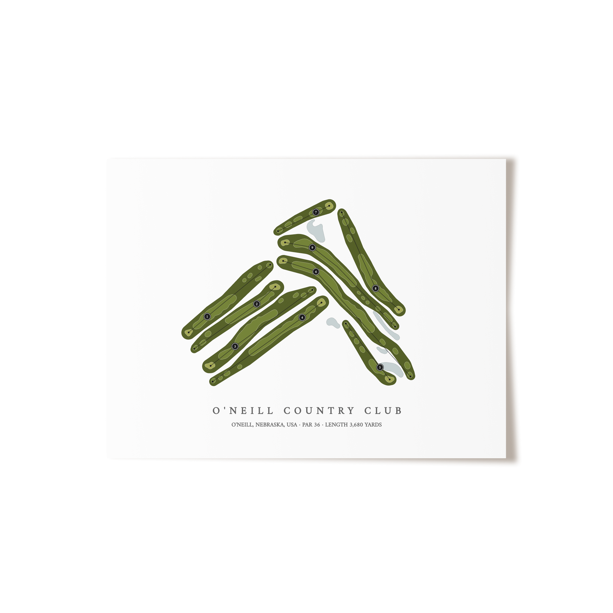 O'Neill Country Club | Golf Course Map | Unframed 