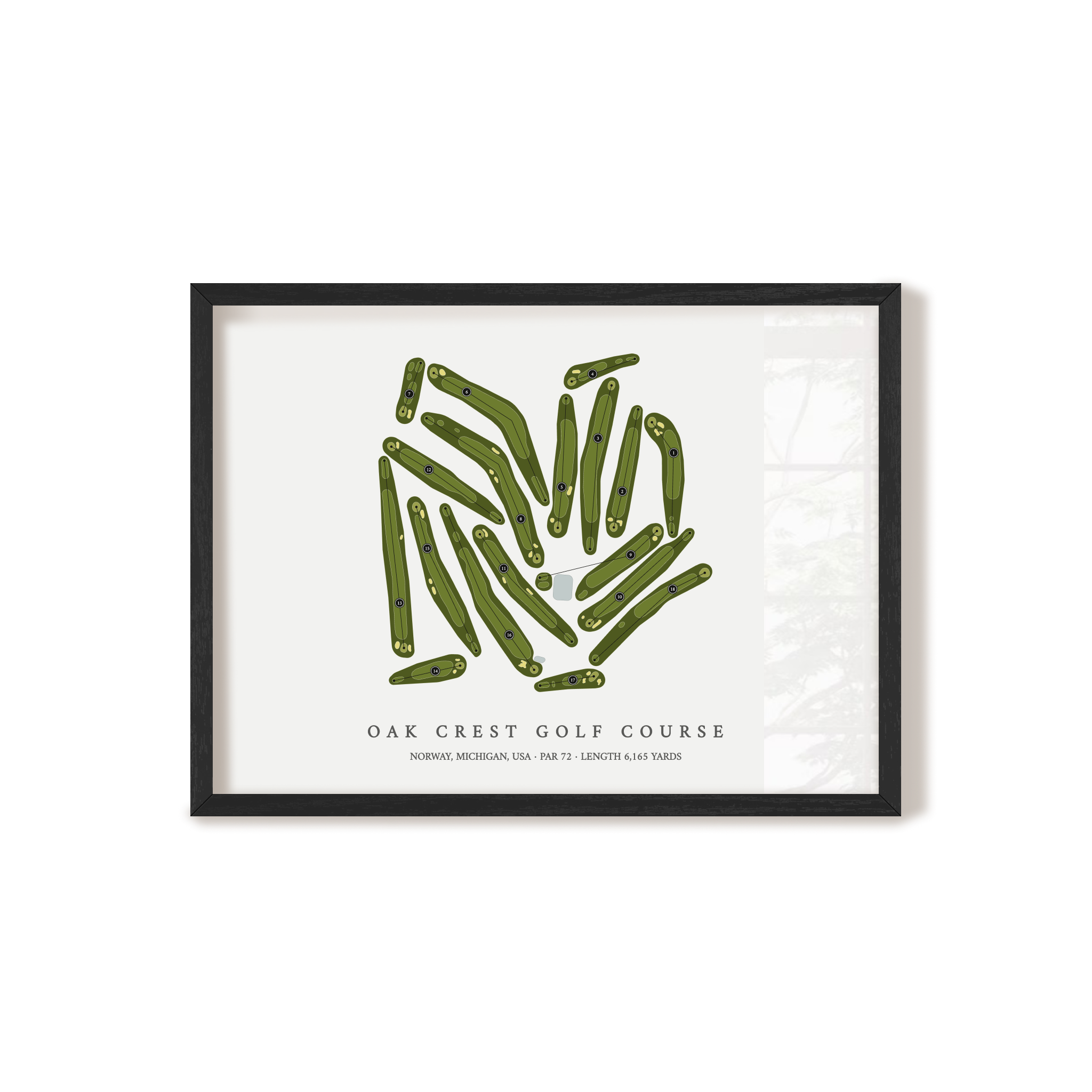 Oak Crest Golf Course | Golf Course Map | Black Frame 